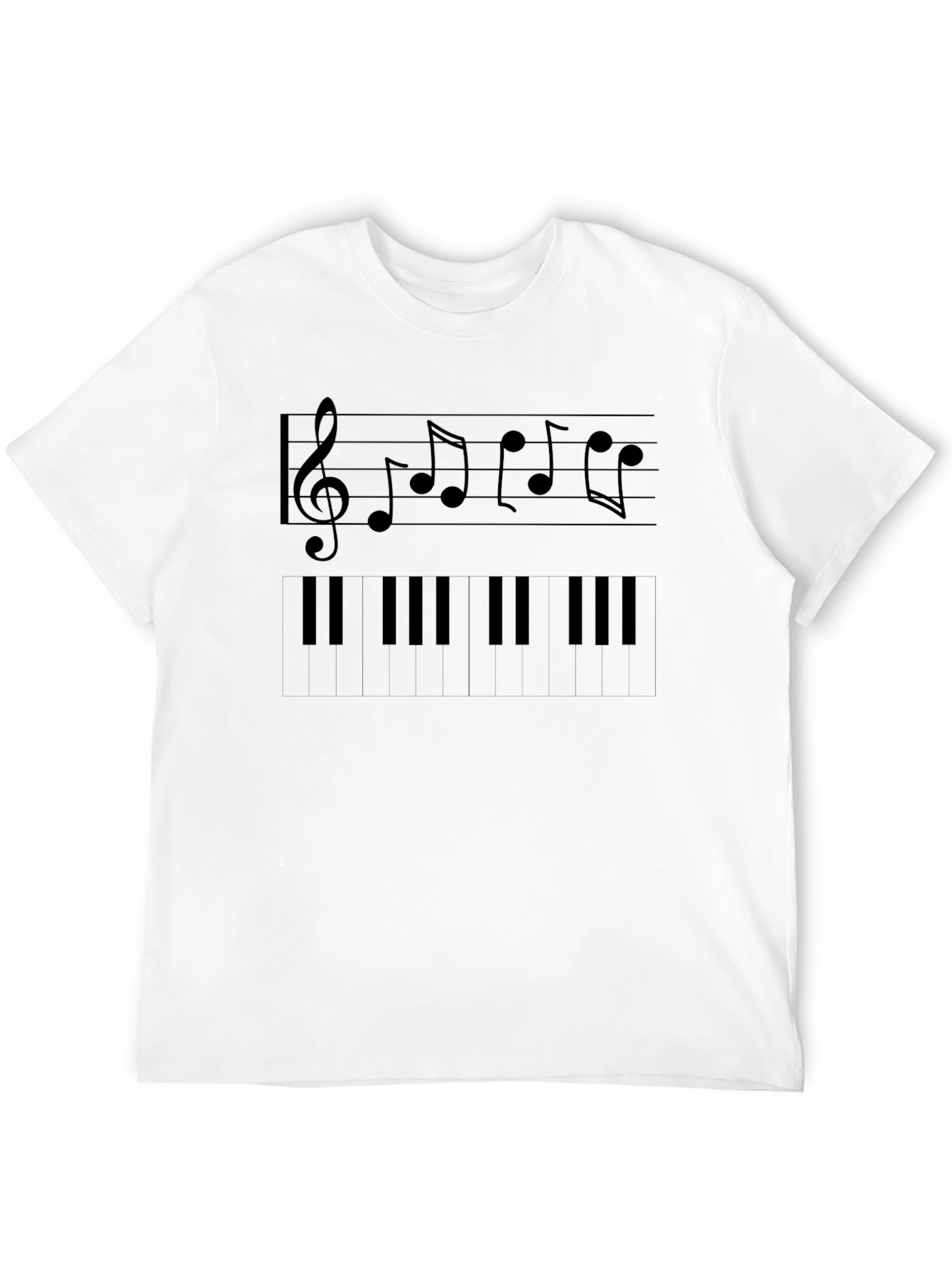 Musical T-Shirt: Piano Keys & Notes Graphic Tee