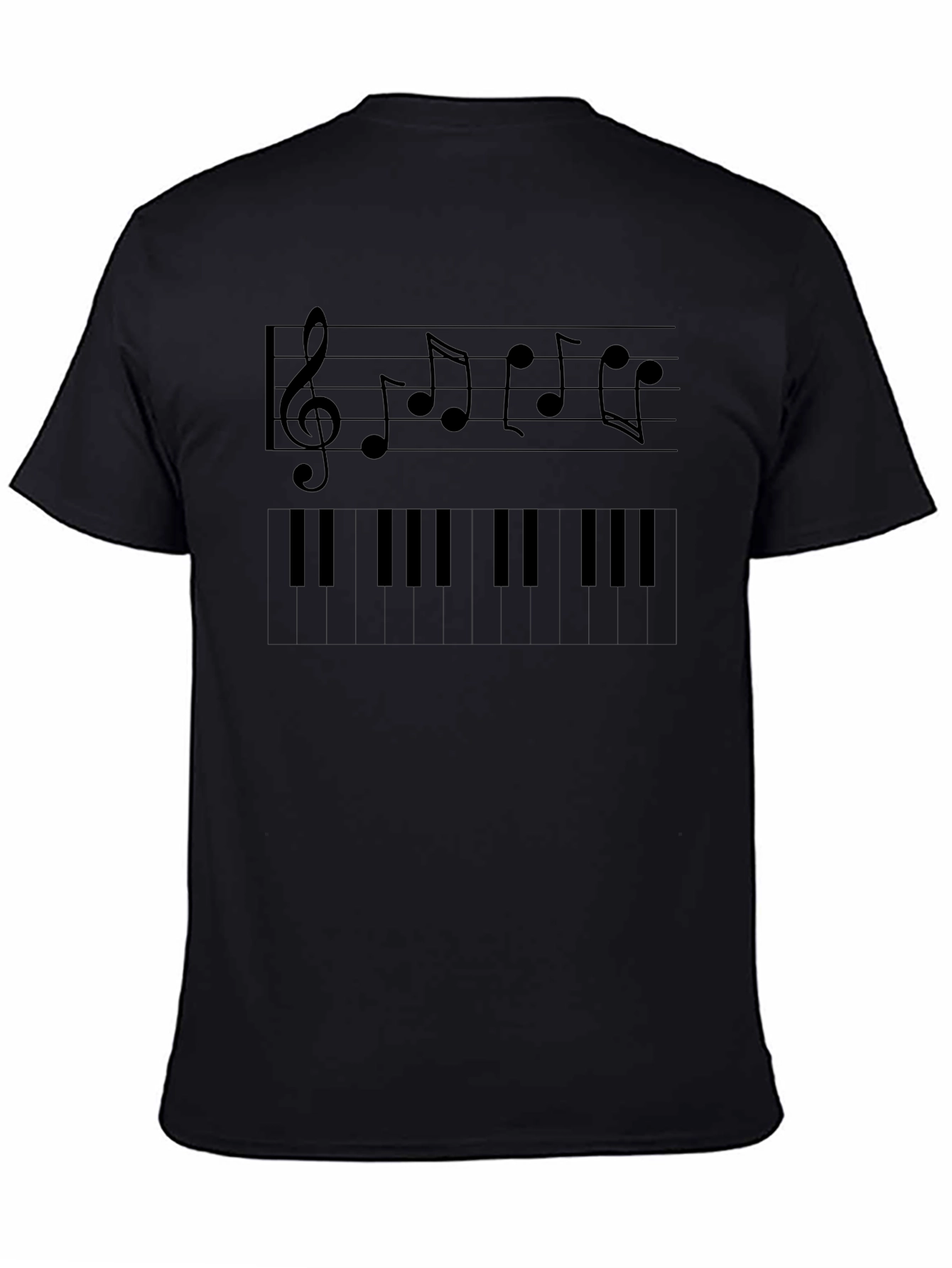 Musical T-Shirt: Piano Keys & Notes Graphic Tee