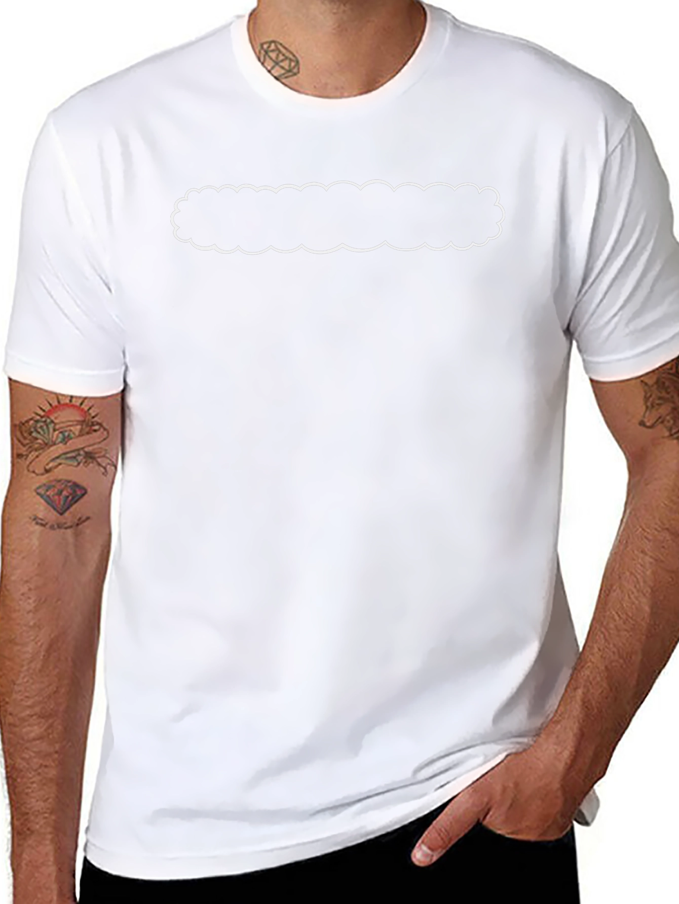 Black T-Shirt with Custom Cloud Shape Print