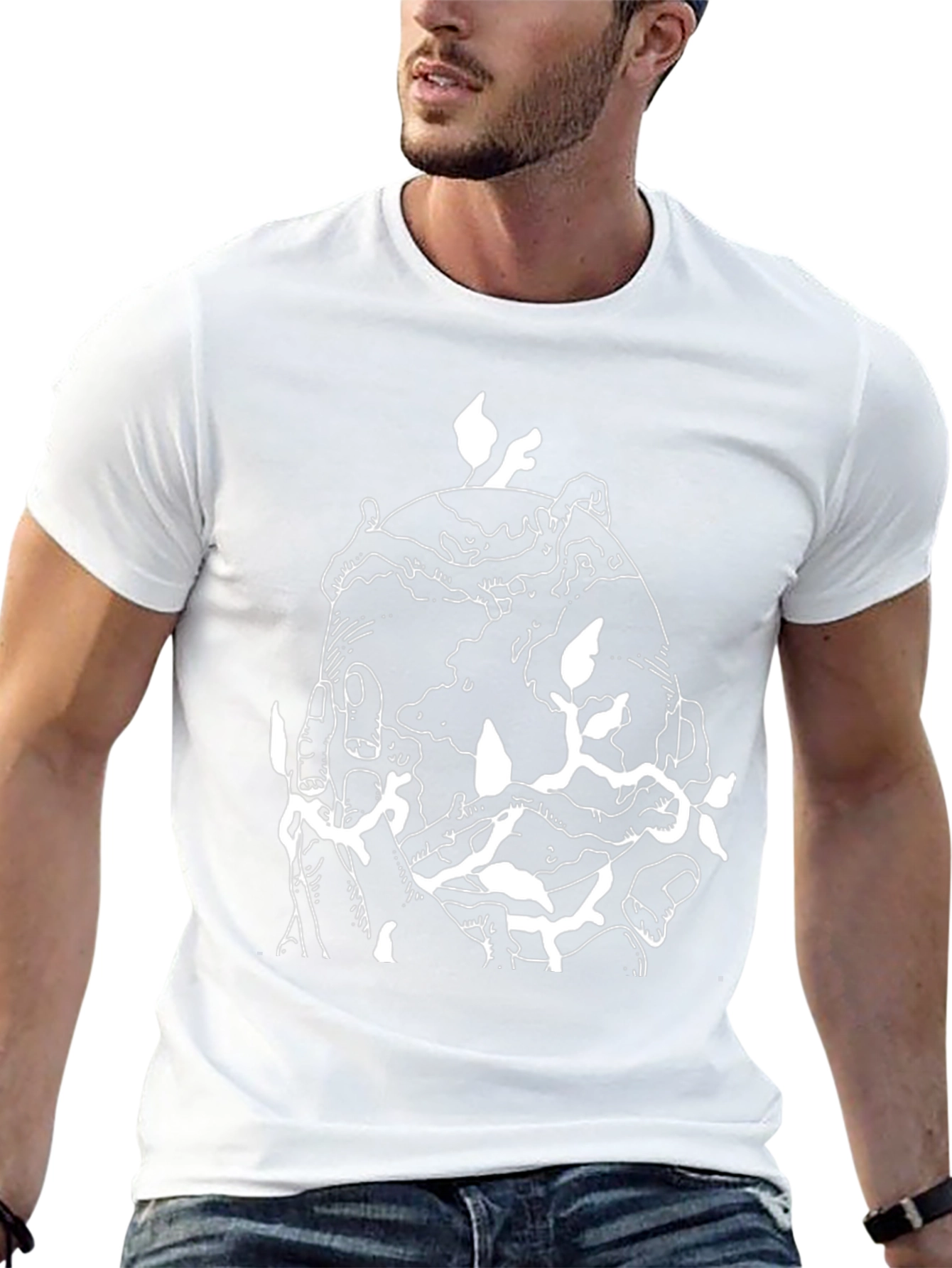 Black Graphic Tee: Earth in Hand Design