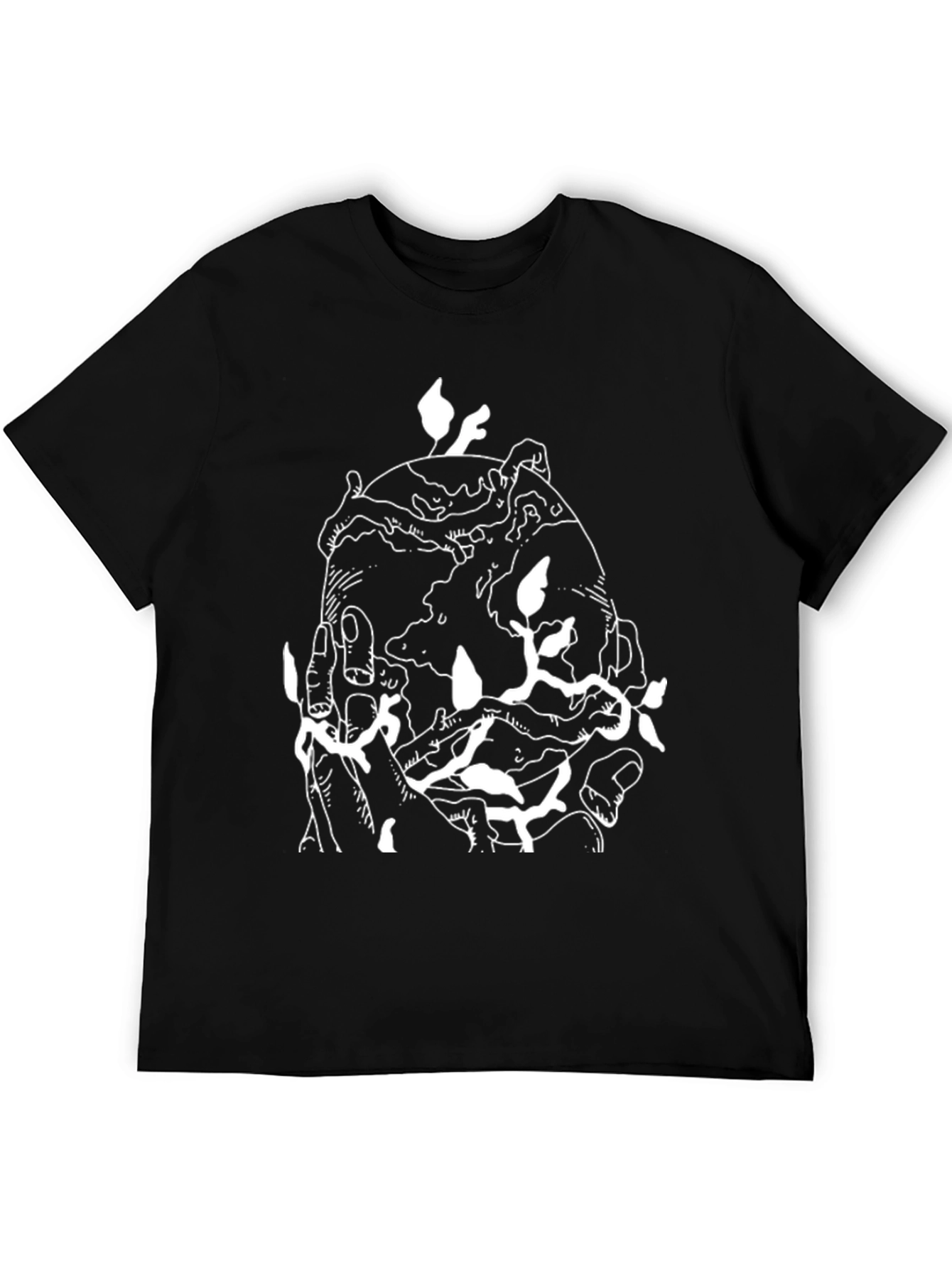 Black Graphic Tee: Earth in Hand Design