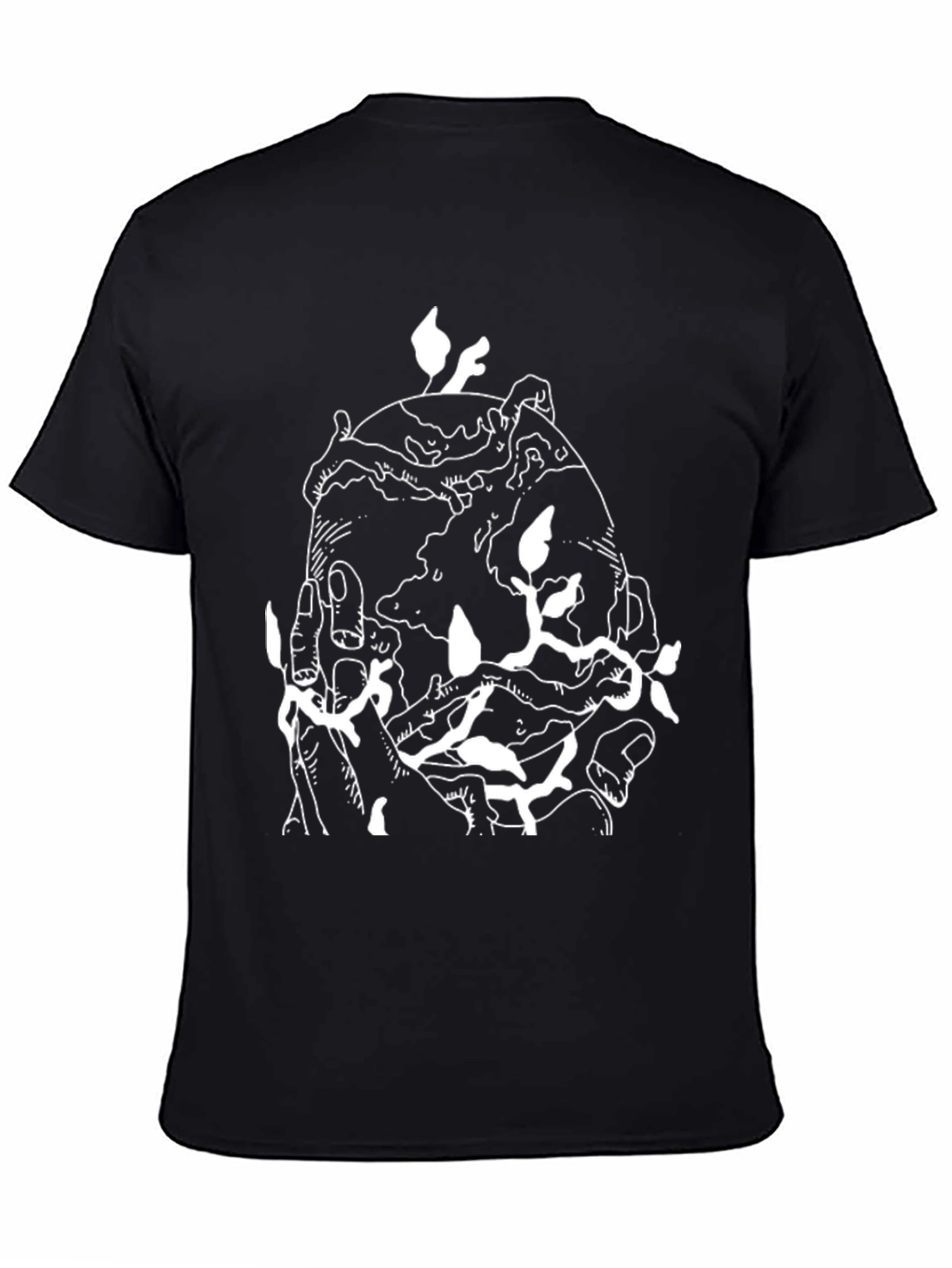 Black Graphic Tee: Earth in Hand Design