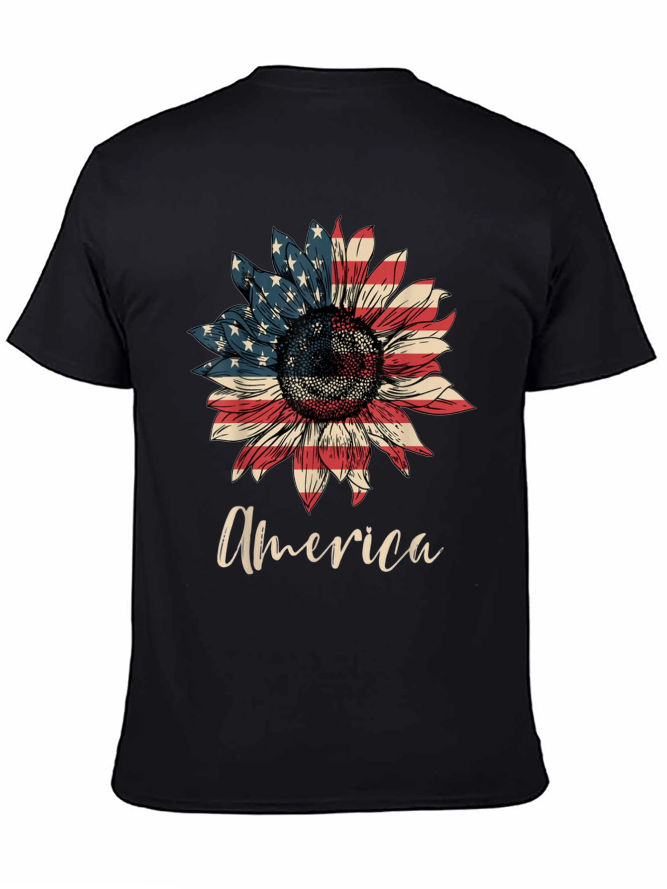 American Flag Sunflower Graphic T-Shirt