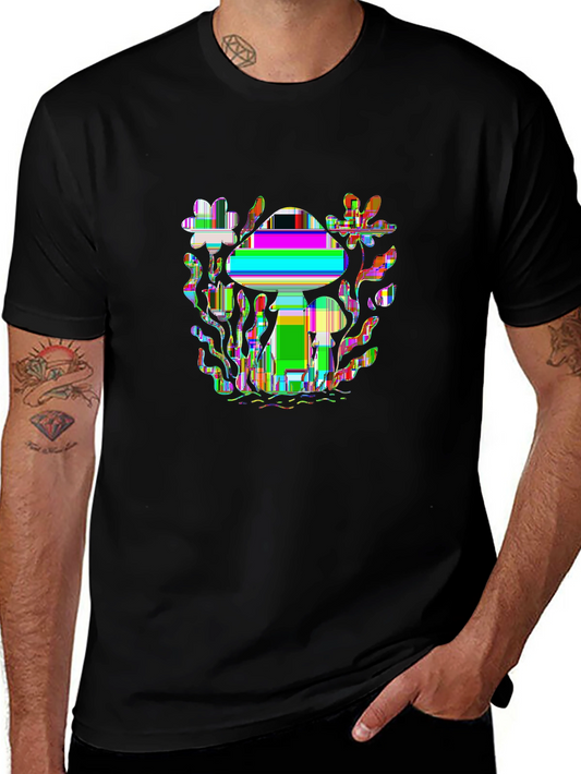 Glitch Mushroom Forest T-Shirt | Vaporwave Cottagecore Tee