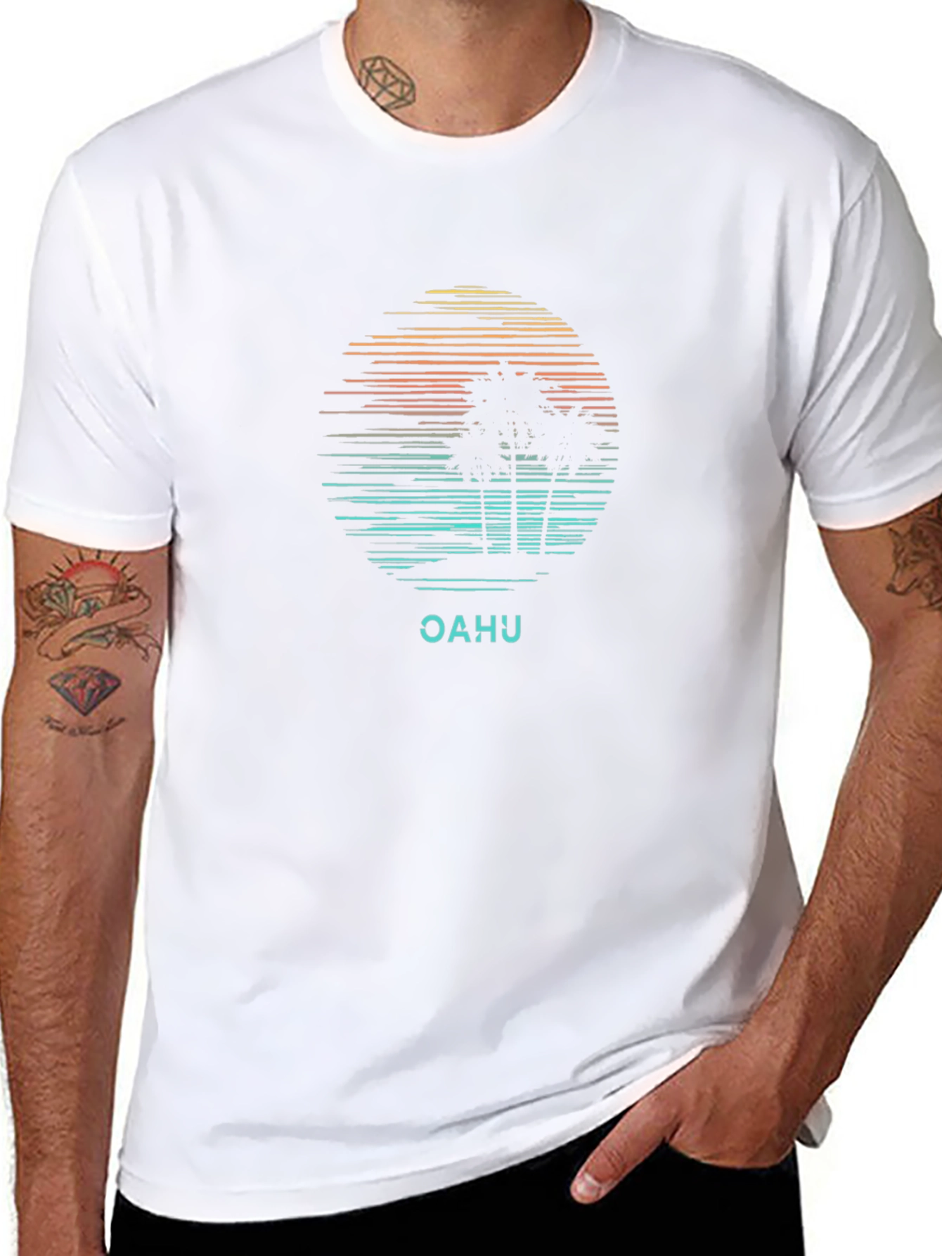 Oahu Palm Sunset T-Shirt - Black