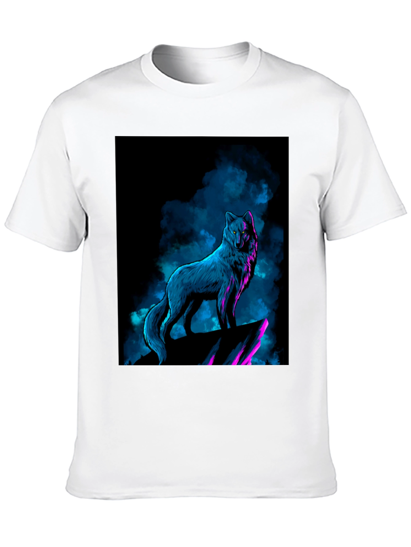 Wolf Graphic Tee - Neon Blue & Purple