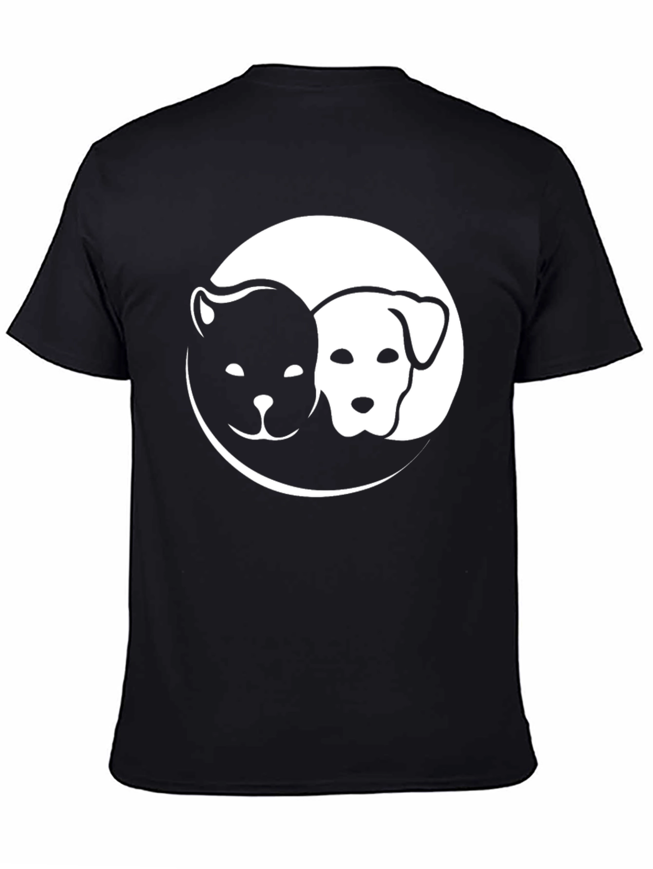 Yin Yang Dog Cat Graphic Tee - Black T-Shirt