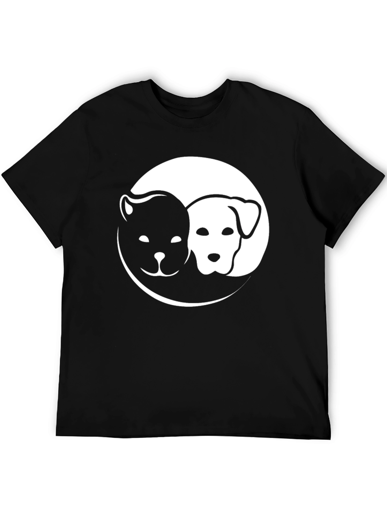 Yin Yang Dog Cat Graphic Tee - Black T-Shirt