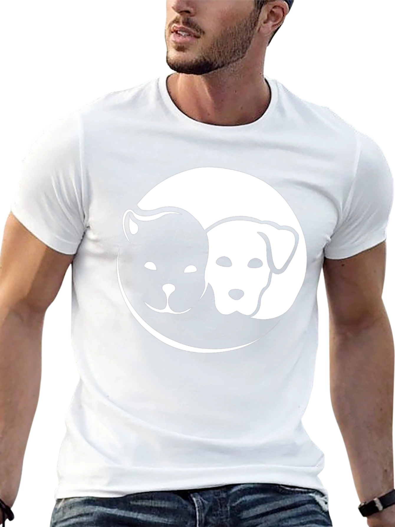 Yin Yang Dog Cat Graphic Tee - Black T-Shirt