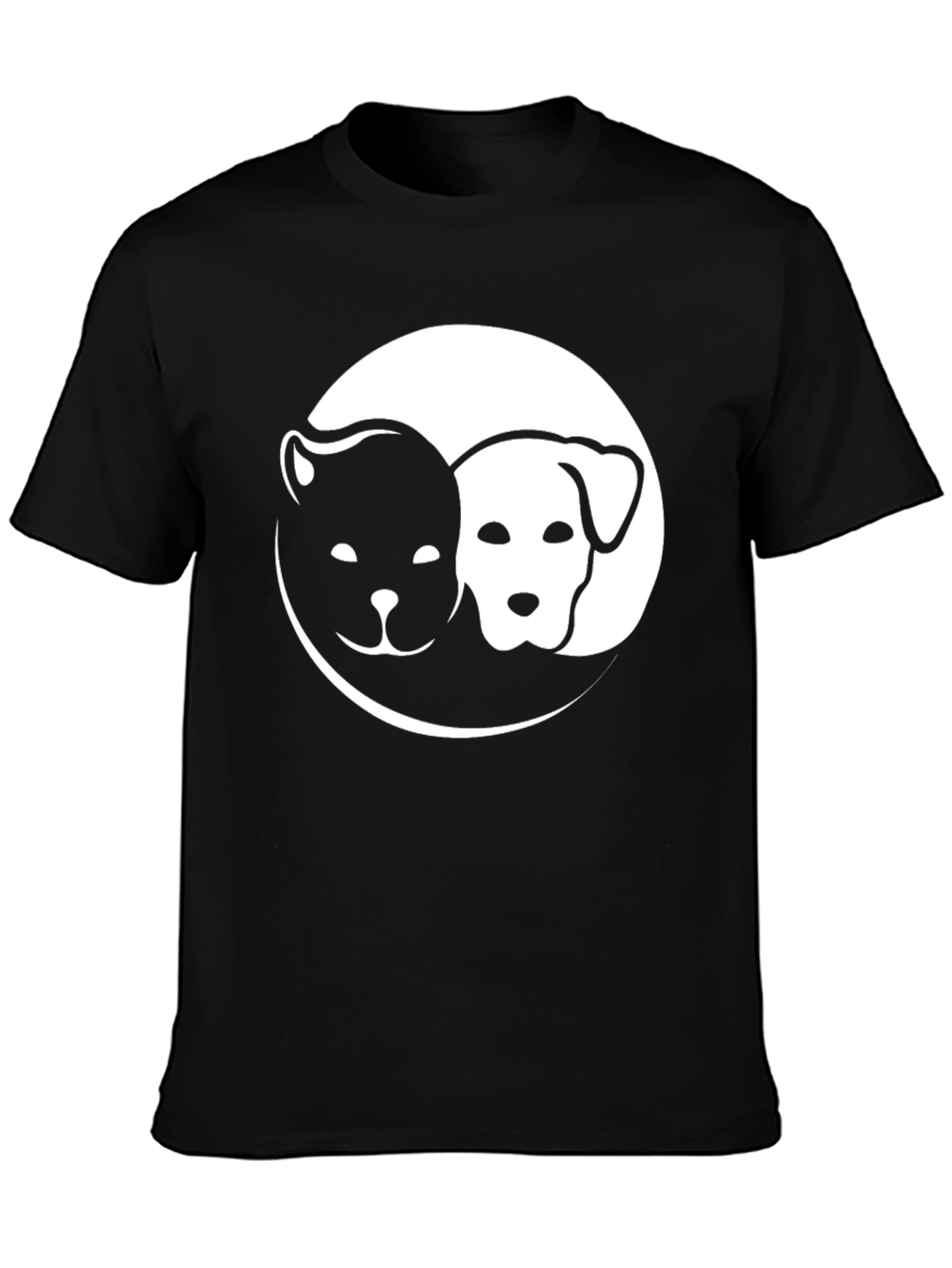 Yin Yang Dog Cat Graphic Tee - Black T-Shirt