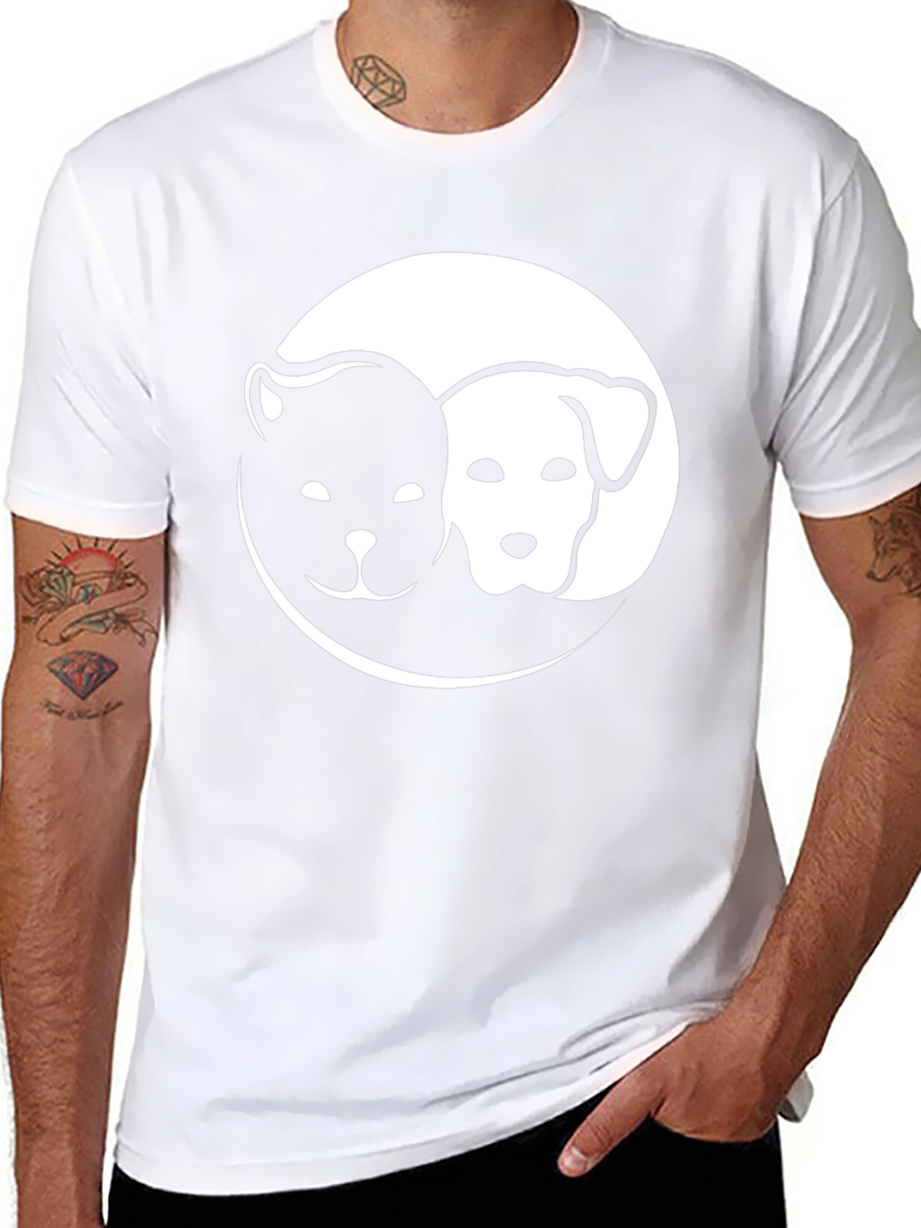 Yin Yang Dog Cat Graphic Tee - Black T-Shirt