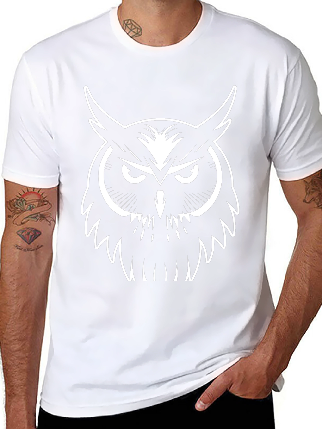 Black Owl Graphic Tee - Cool Bird Design