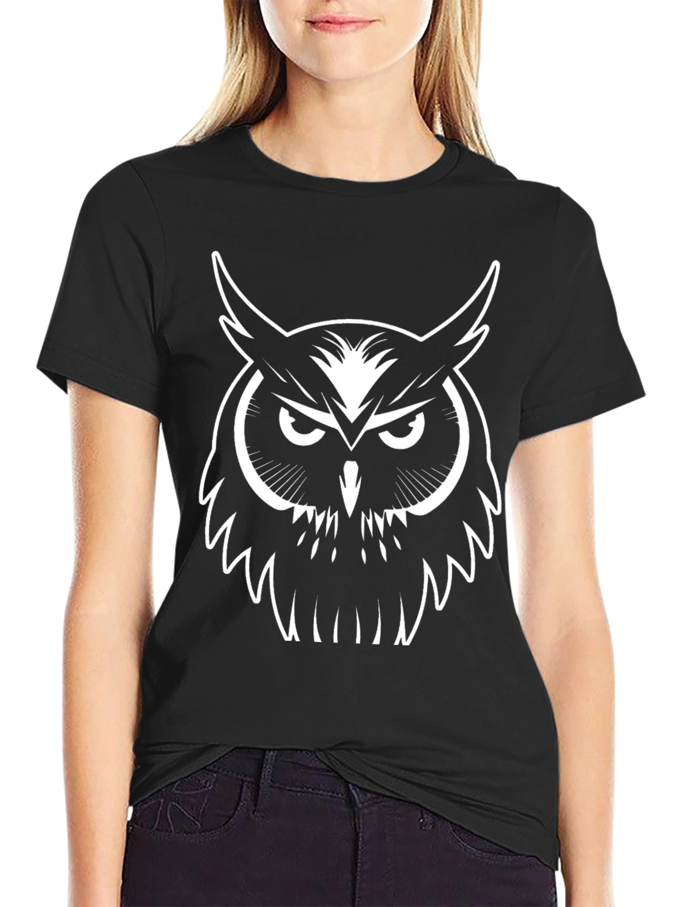 Black Owl Graphic Tee - Cool Bird Design