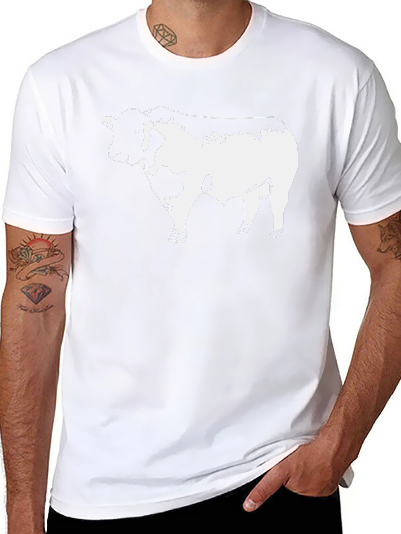 Black Bull Graphic Tee - Bold Animal Print T-Shirt