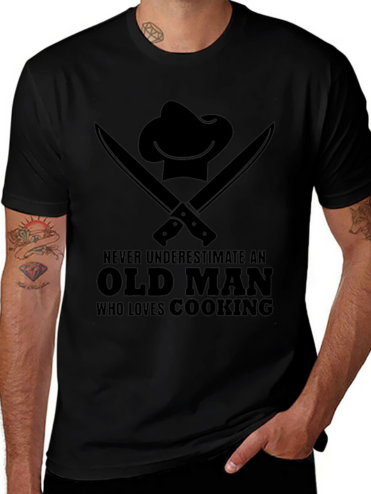 Old Man Cooking T-Shirt - Chef Hat Knife Graphic