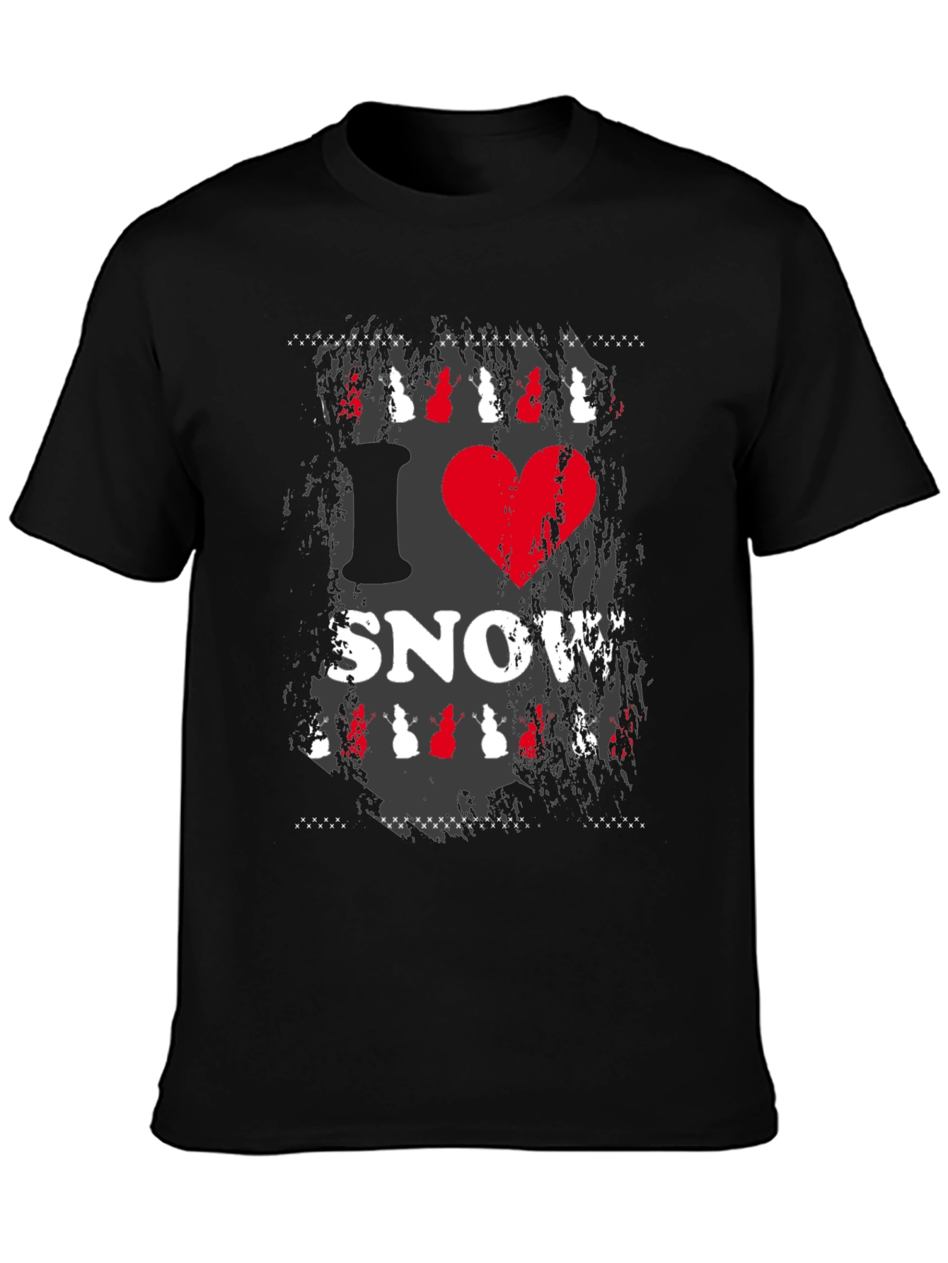 I Heart Snow Graphic Print Black T-Shirt