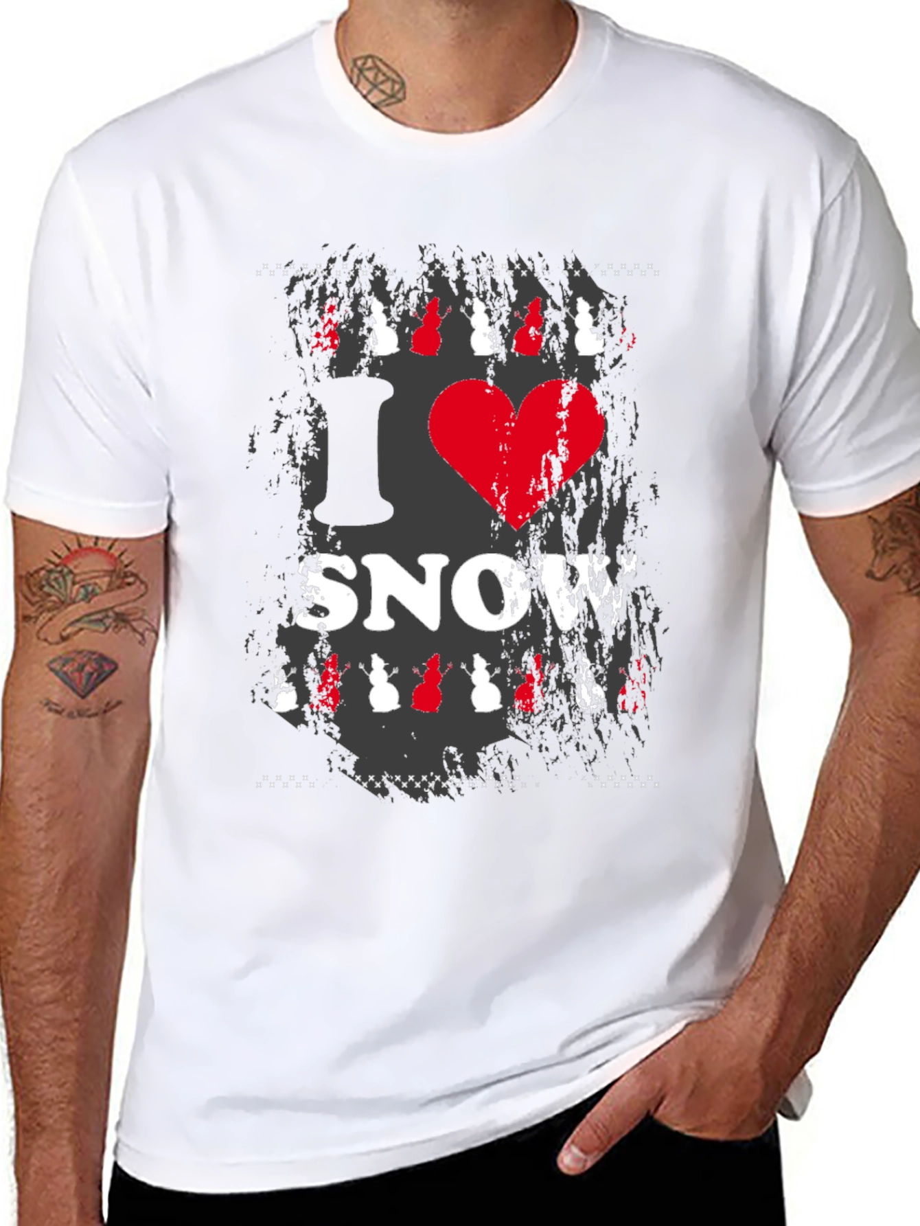 I Heart Snow Graphic Print Black T-Shirt