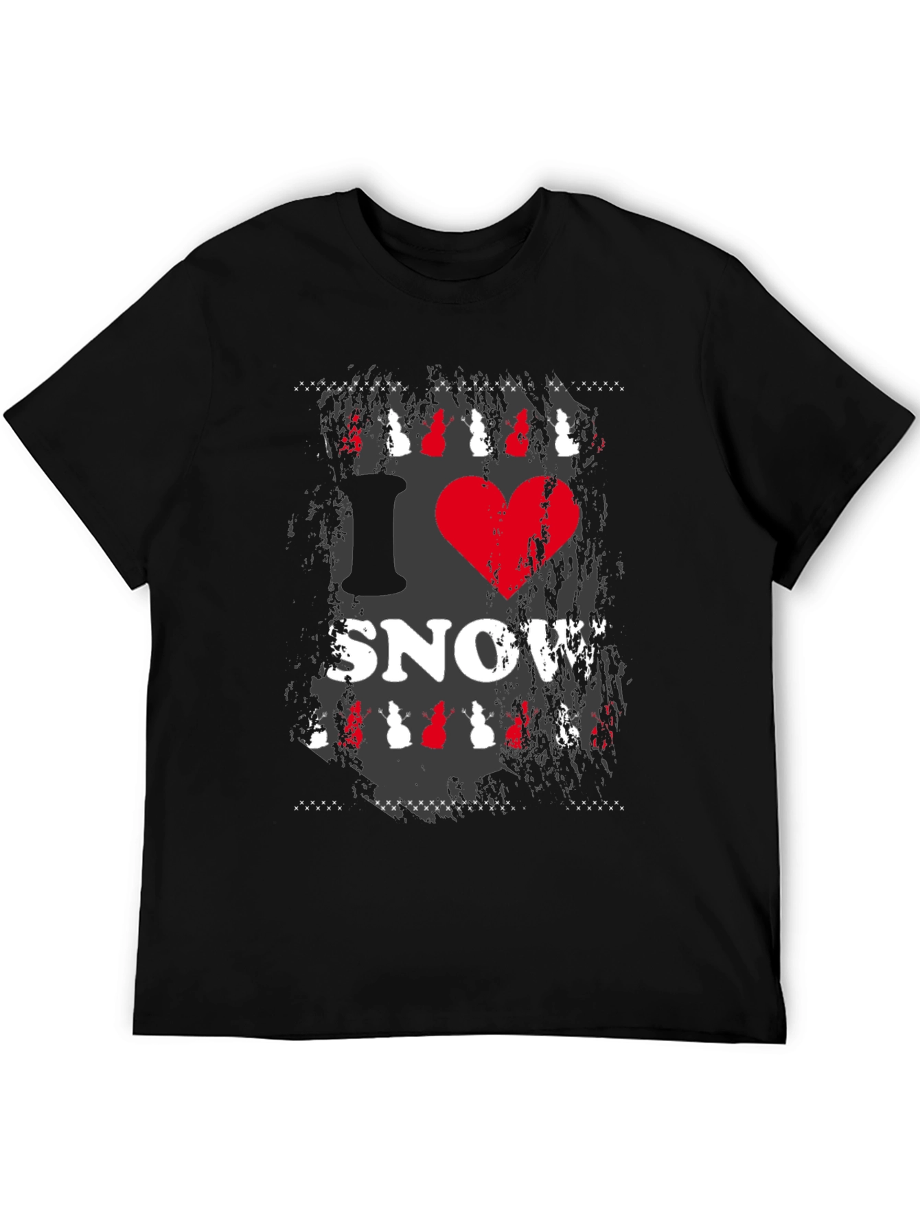 I Heart Snow Graphic Print Black T-Shirt