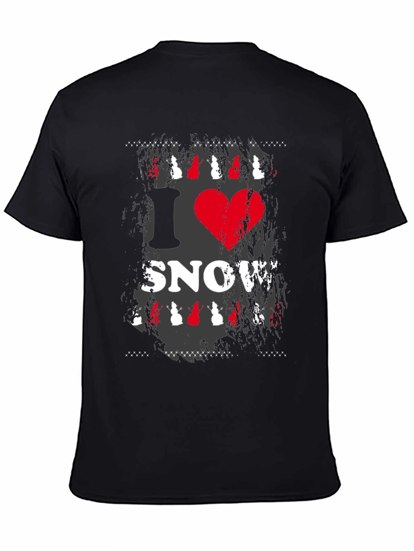 I Heart Snow Graphic Print Black T-Shirt