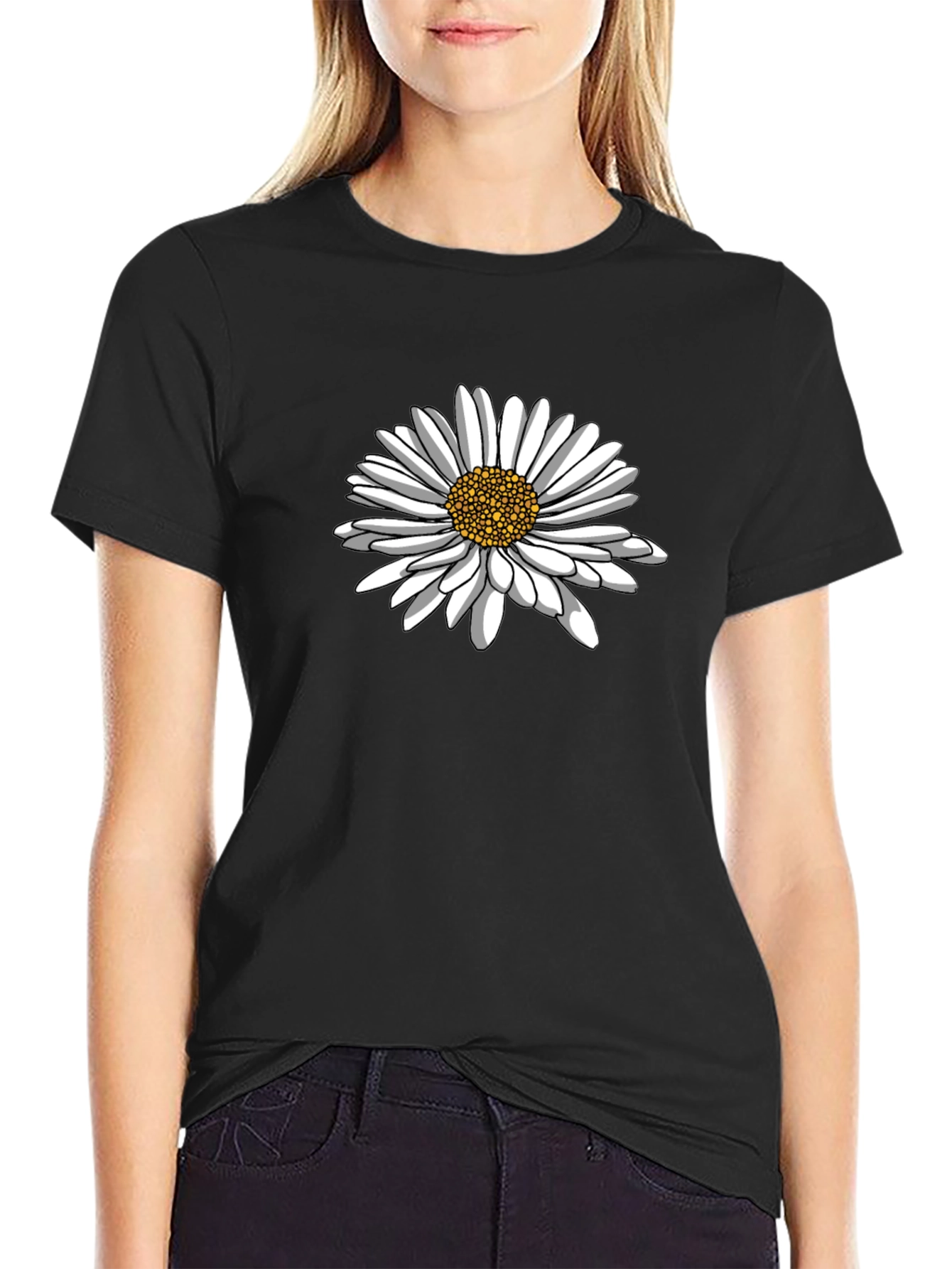 Daisy Graphic Black T-Shirt - Classic Comfort