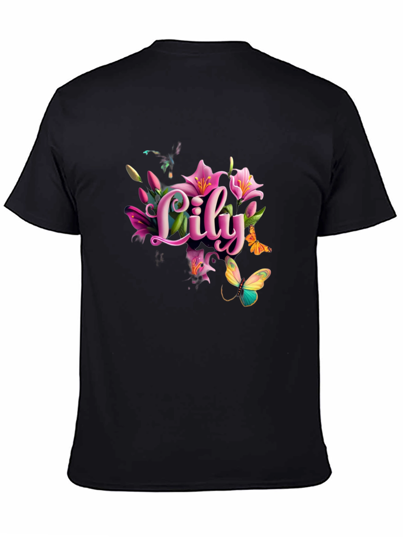 Lily Floral Butterfly Graphic T-Shirt