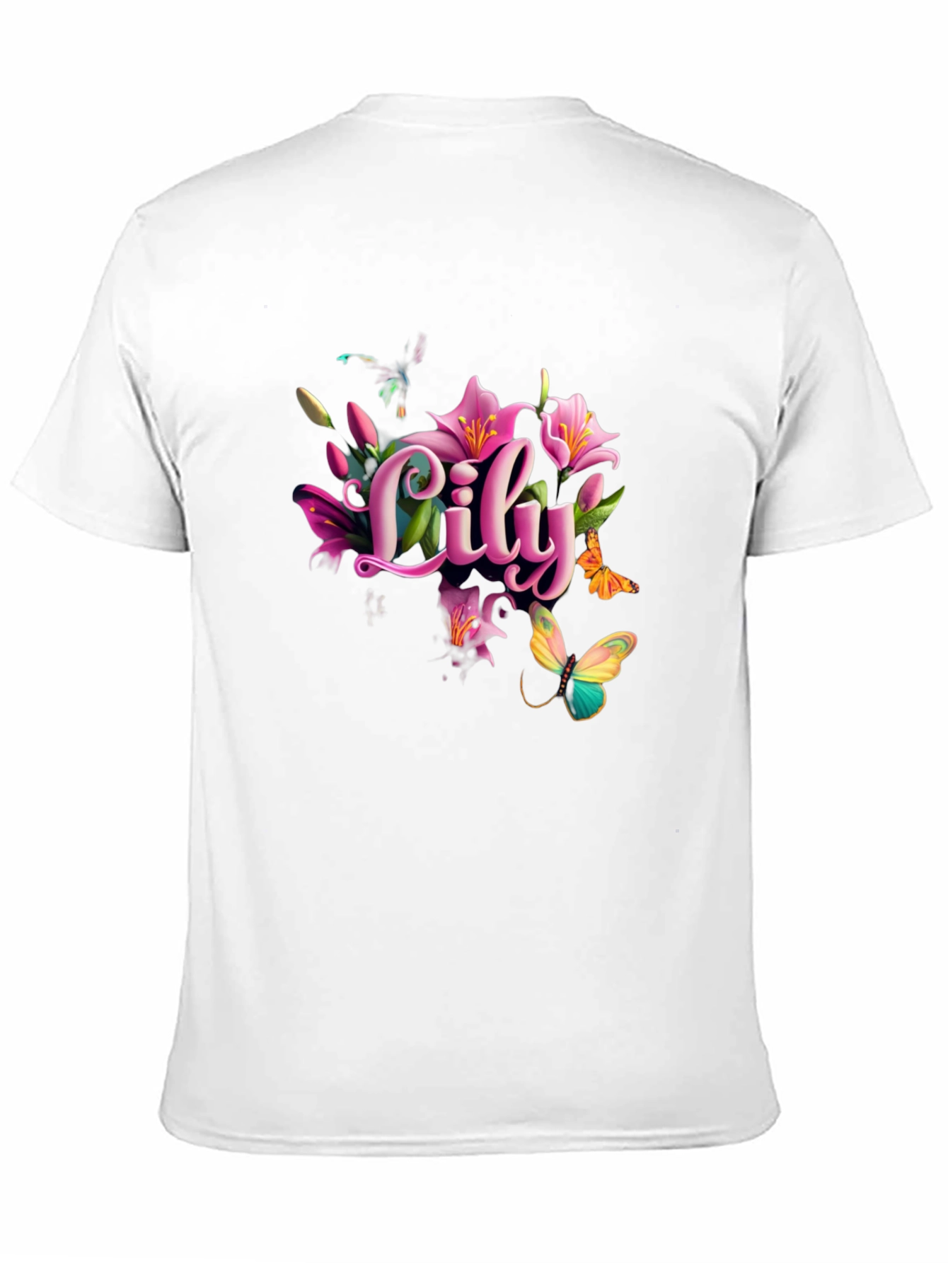 Lily Floral Butterfly Graphic T-Shirt