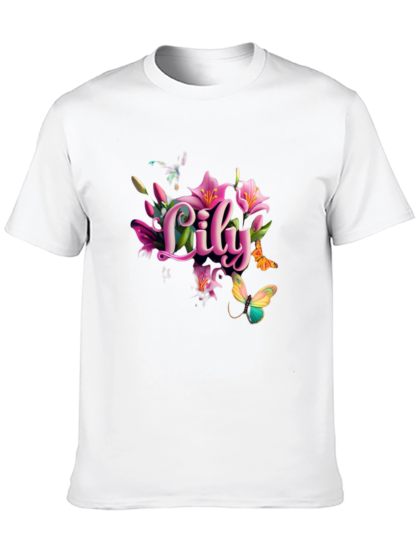 Lily Floral Butterfly Graphic T-Shirt