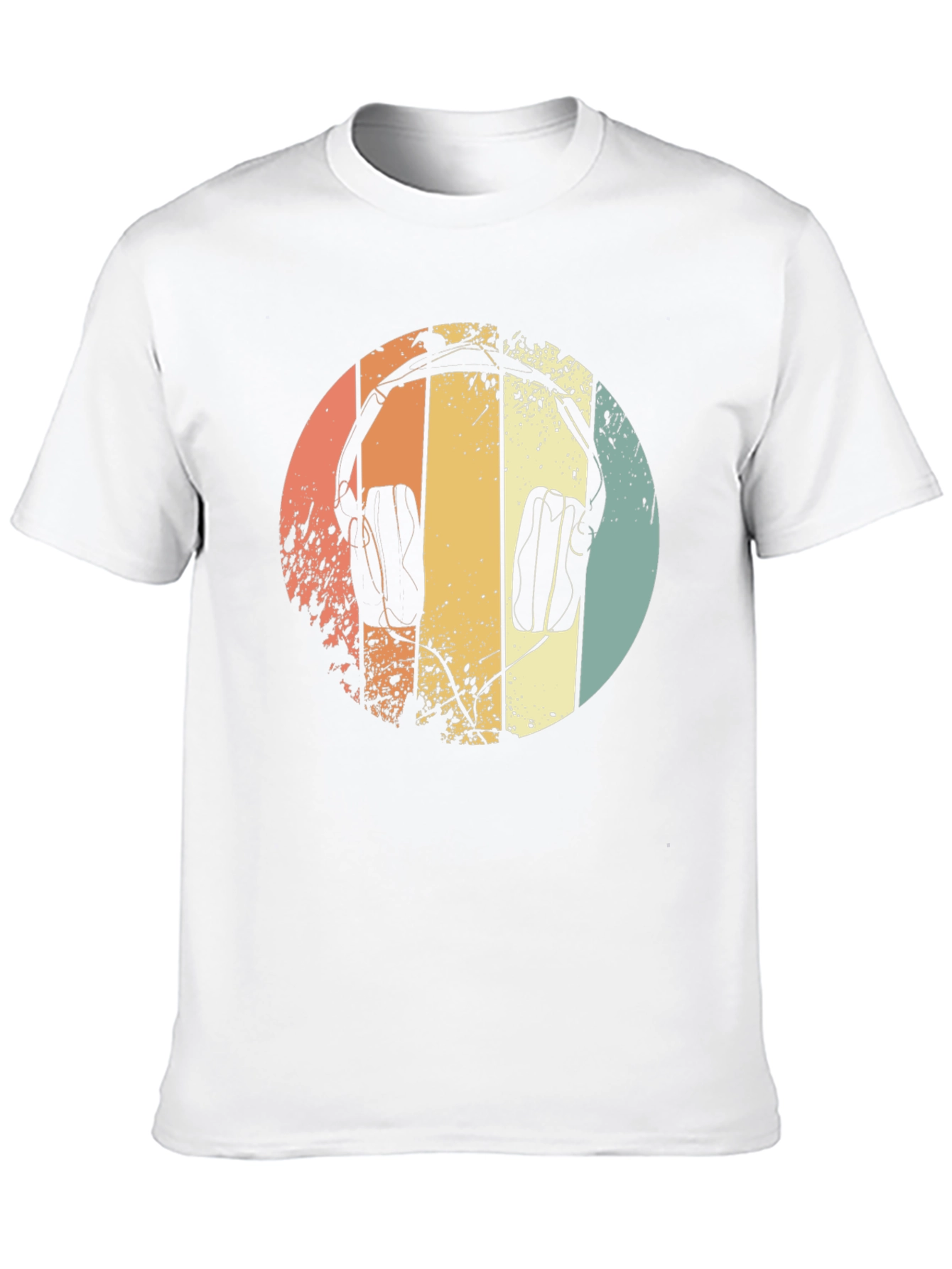 Retro Headphones Graphic Tee - Black Cotton T-Shirt