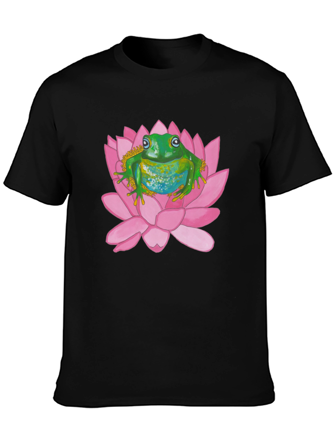 Frog on Lotus Flower Graphic T-Shirt