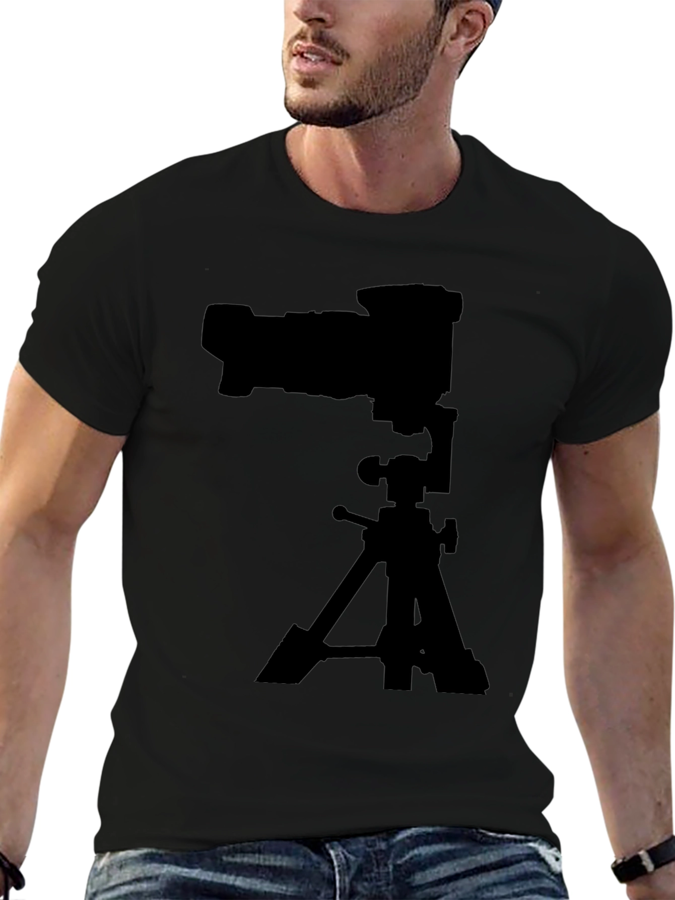 Camera on Tripod Black Graphic Tee
