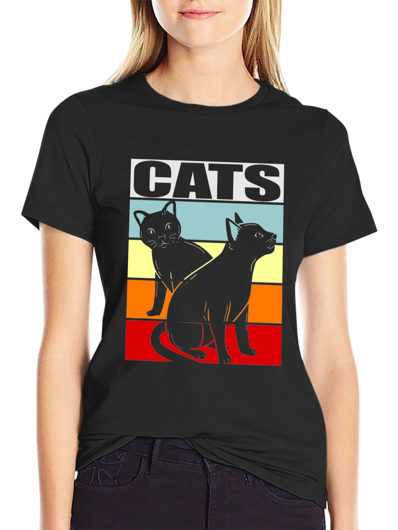 Retro Cats Graphic Tee - Cool Cat Lover Shirt