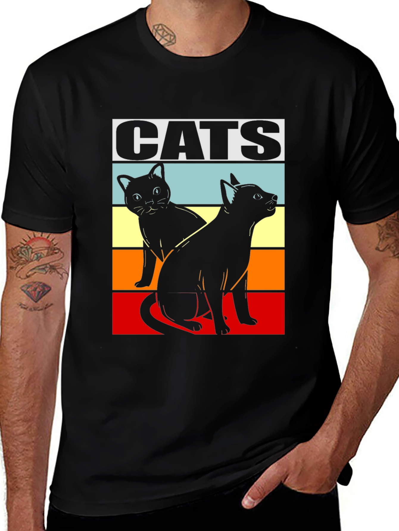 Retro Cats Graphic Tee - Cool Cat Lover Shirt