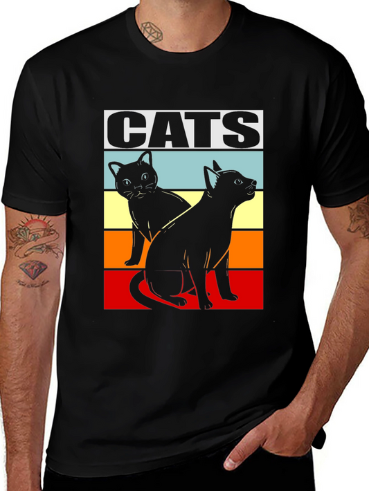 Retro Cats Graphic Tee - Cool Cat Lover Shirt