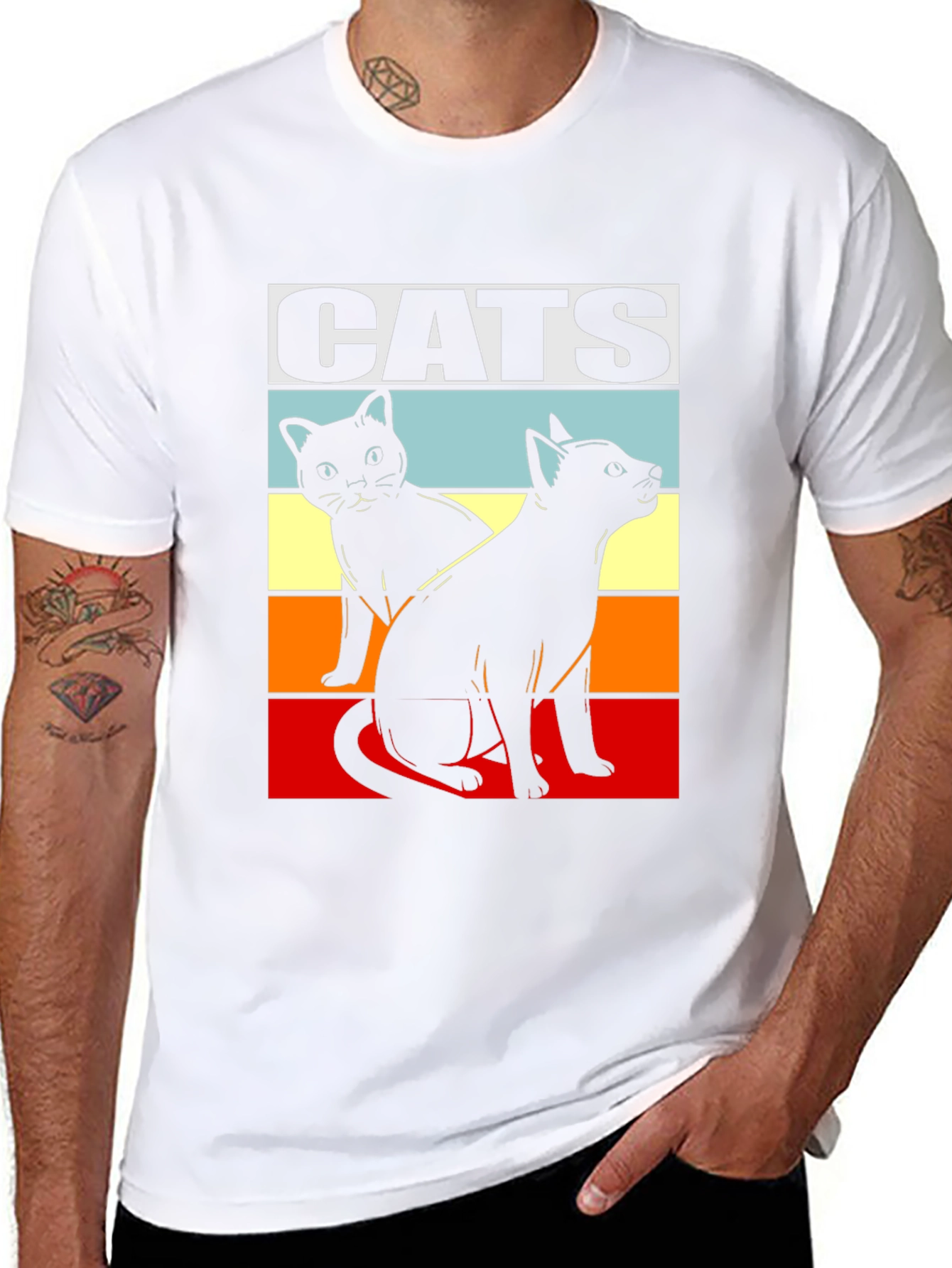 Retro Cats Graphic Tee - Cool Cat Lover Shirt