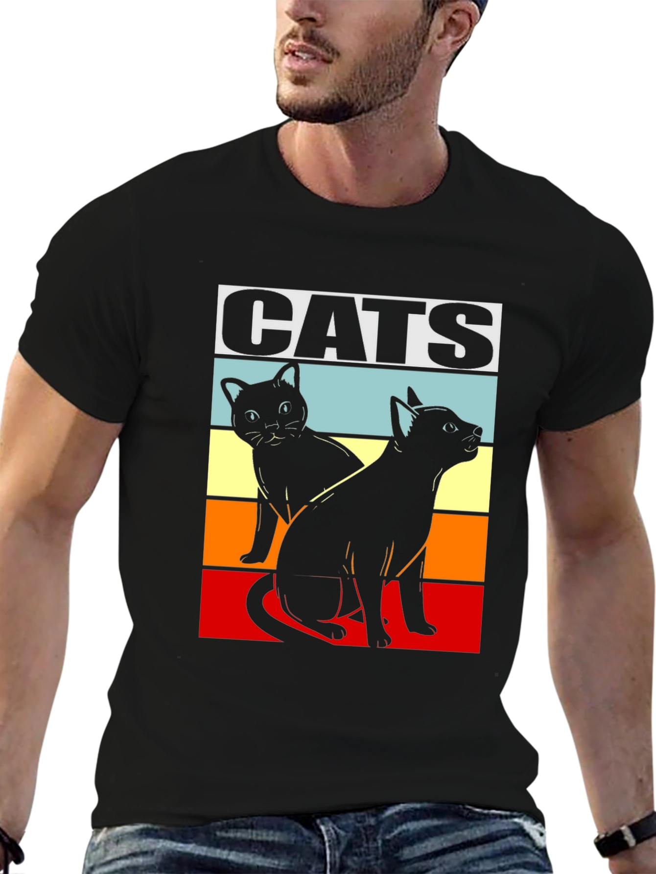 Retro Cats Graphic Tee - Cool Cat Lover Shirt