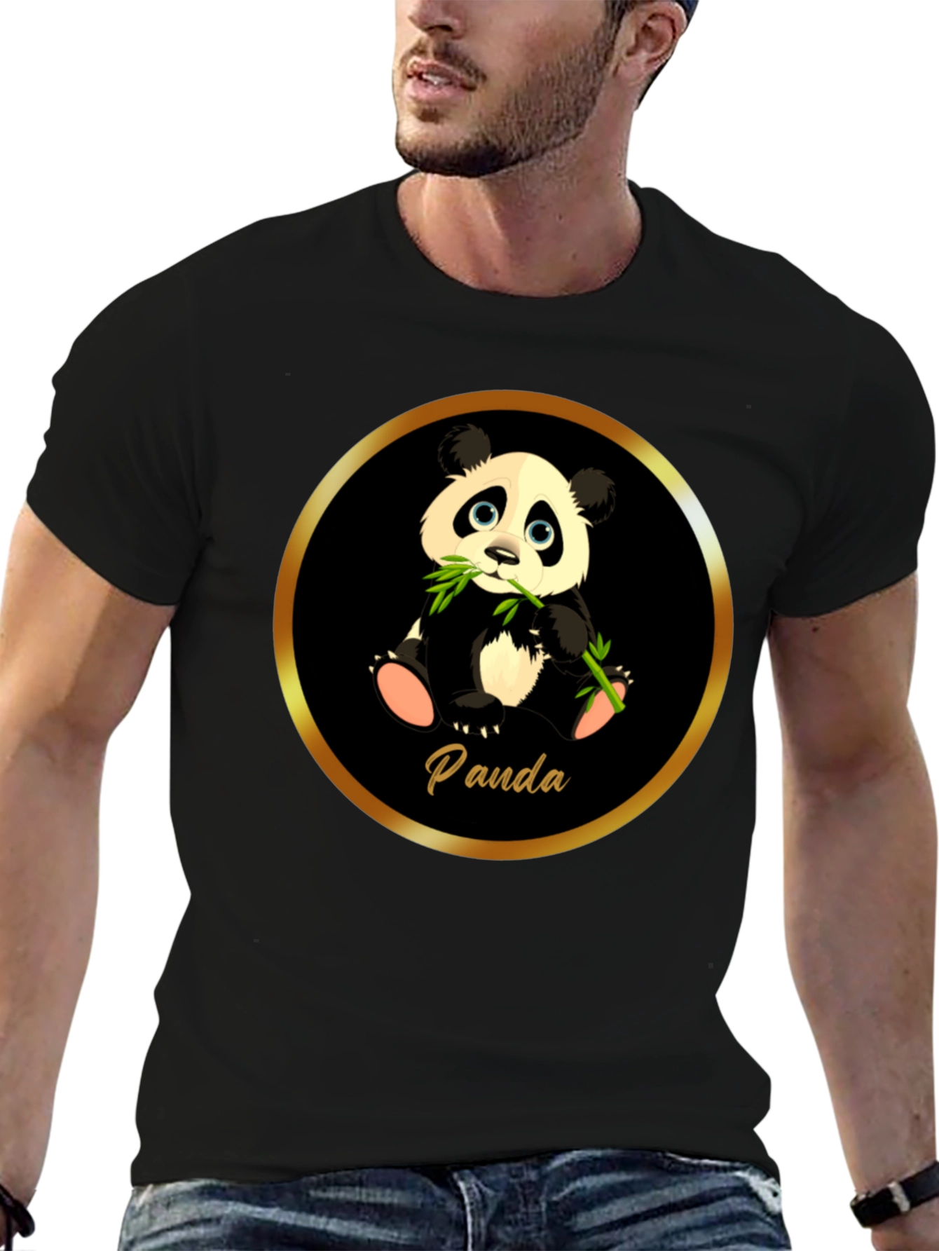 Cute Panda T-Shirt - Black Cotton Tee