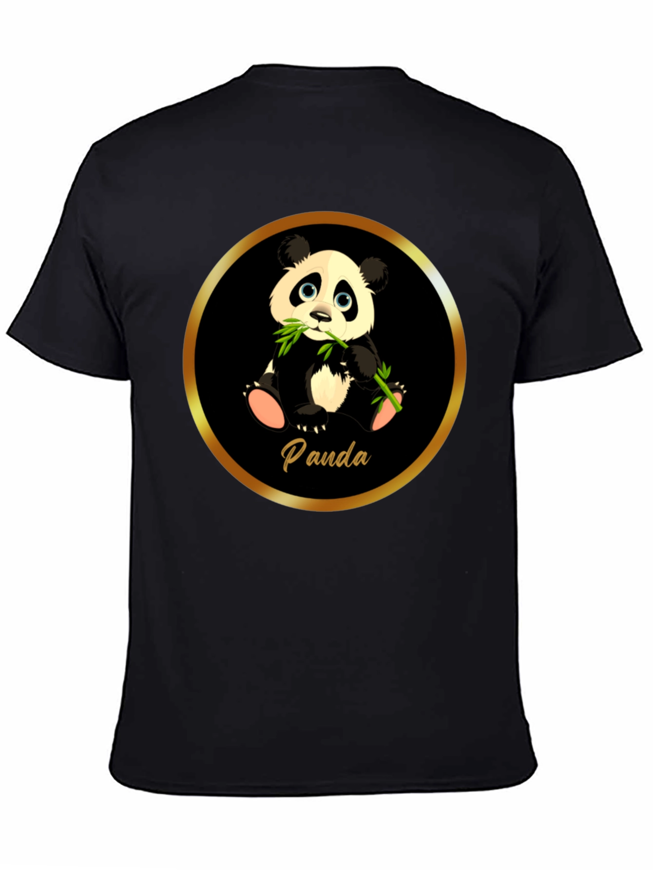 Cute Panda T-Shirt - Black Cotton Tee
