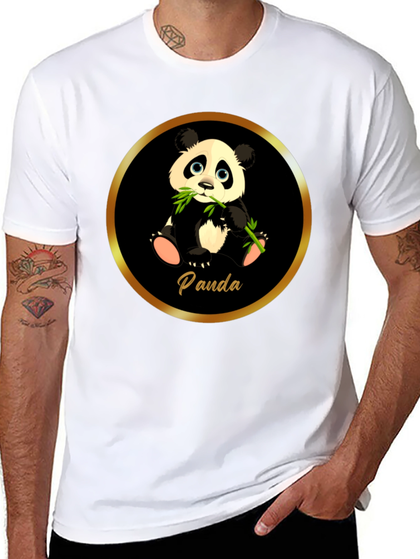 Cute Panda T-Shirt - Black Cotton Tee