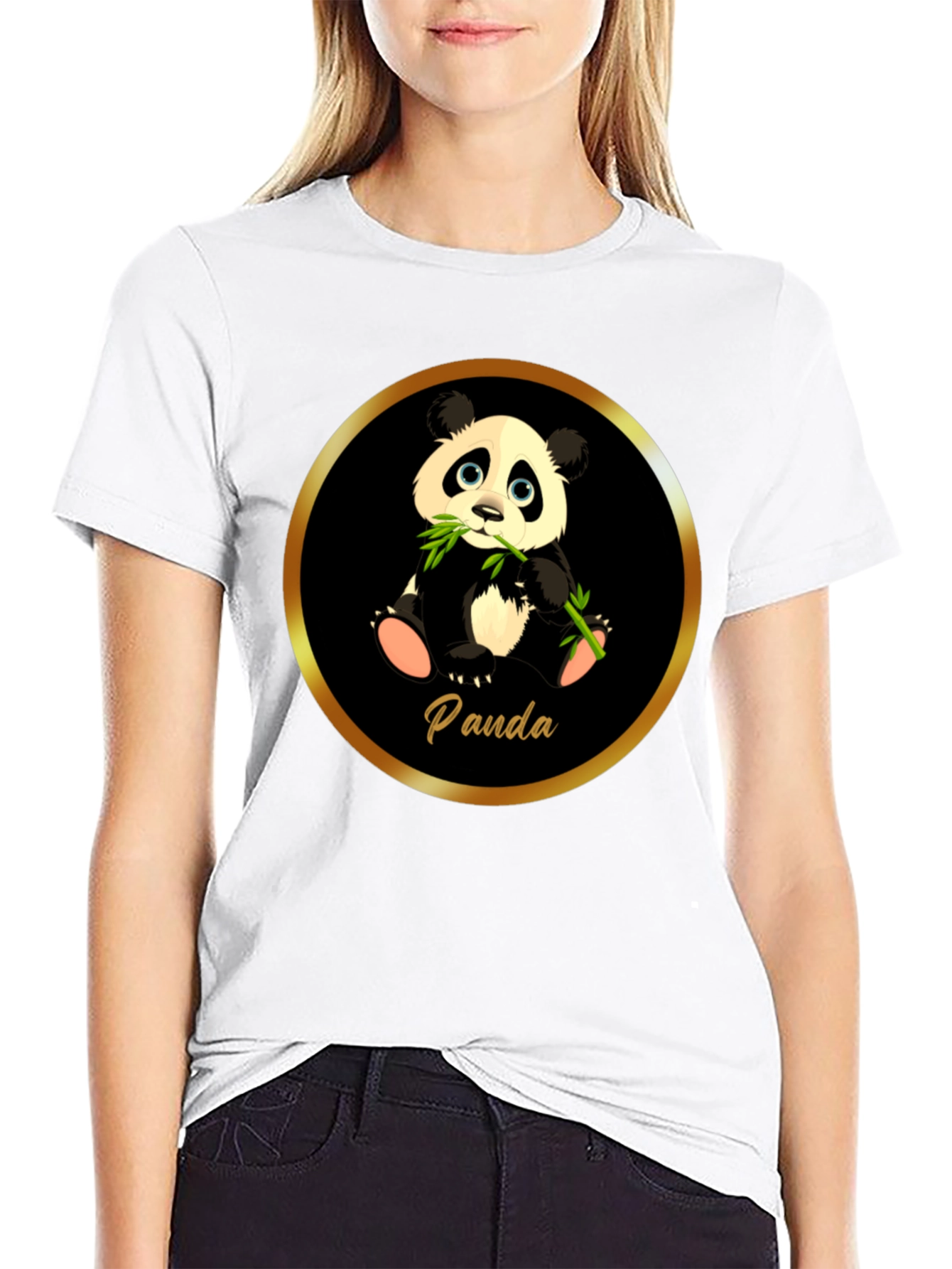 Cute Panda T-Shirt - Black Cotton Tee