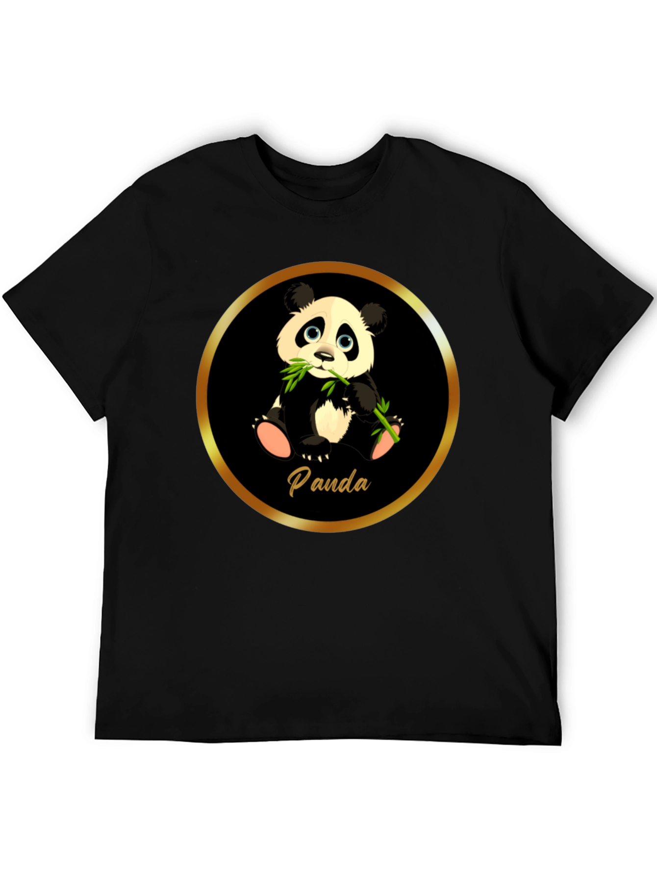 Cute Panda T-Shirt - Black Cotton Tee