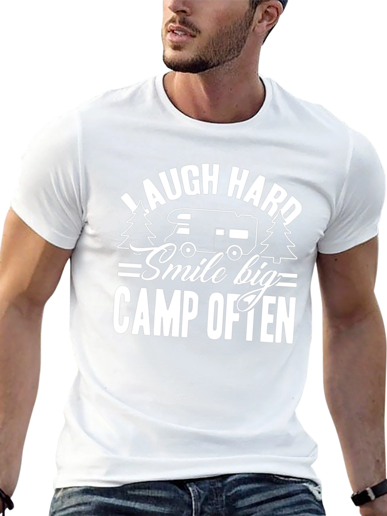 Laugh Hard Camp Often Black T-Shirt