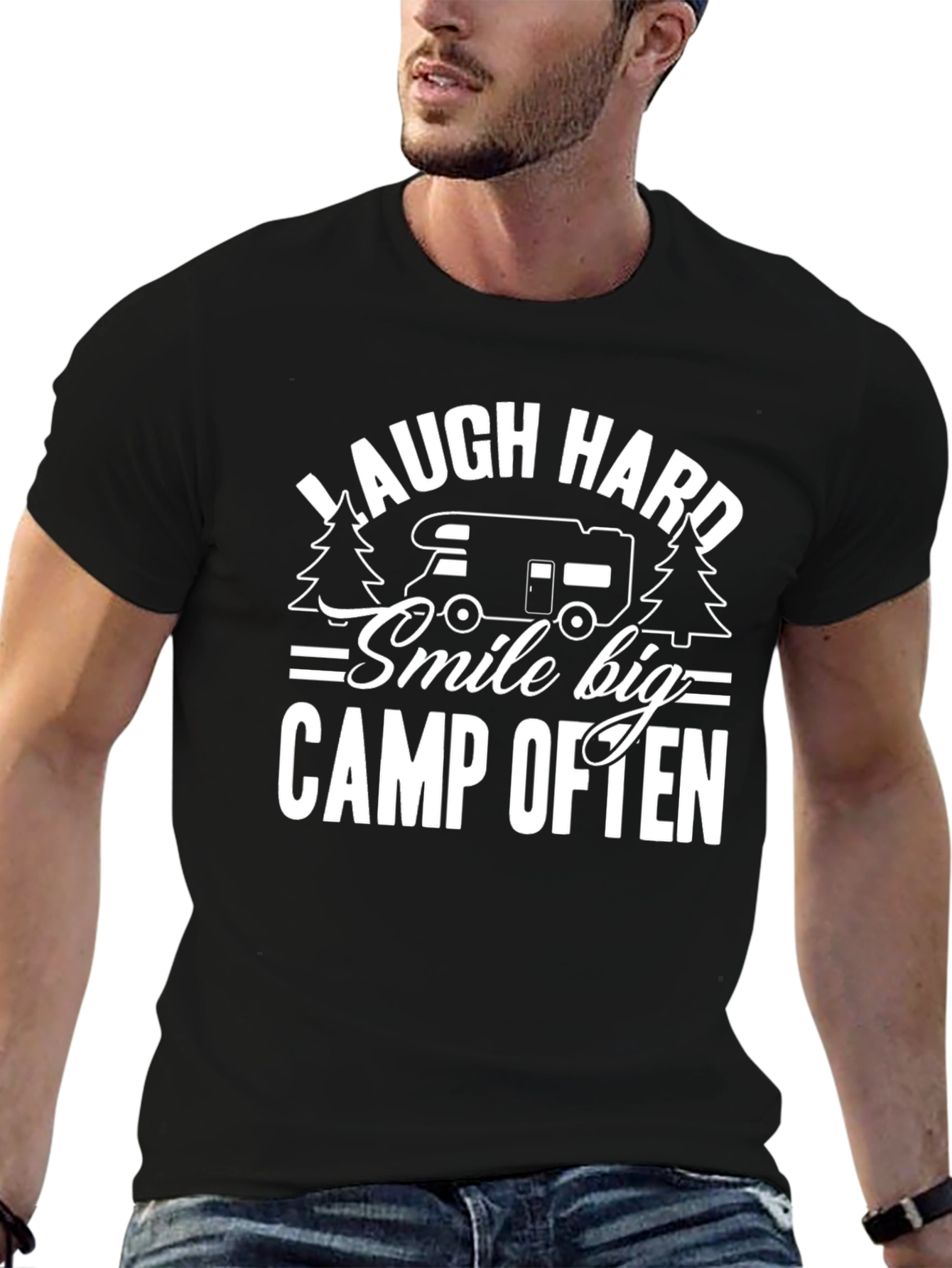Laugh Hard Camp Often Black T-Shirt