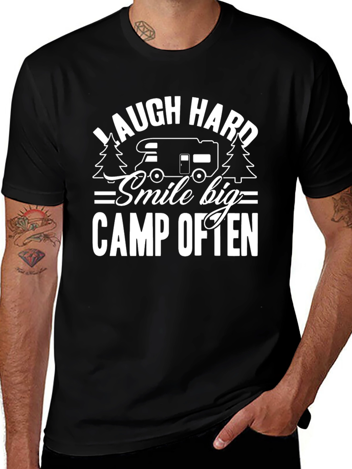 Laugh Hard Camp Often Black T-Shirt