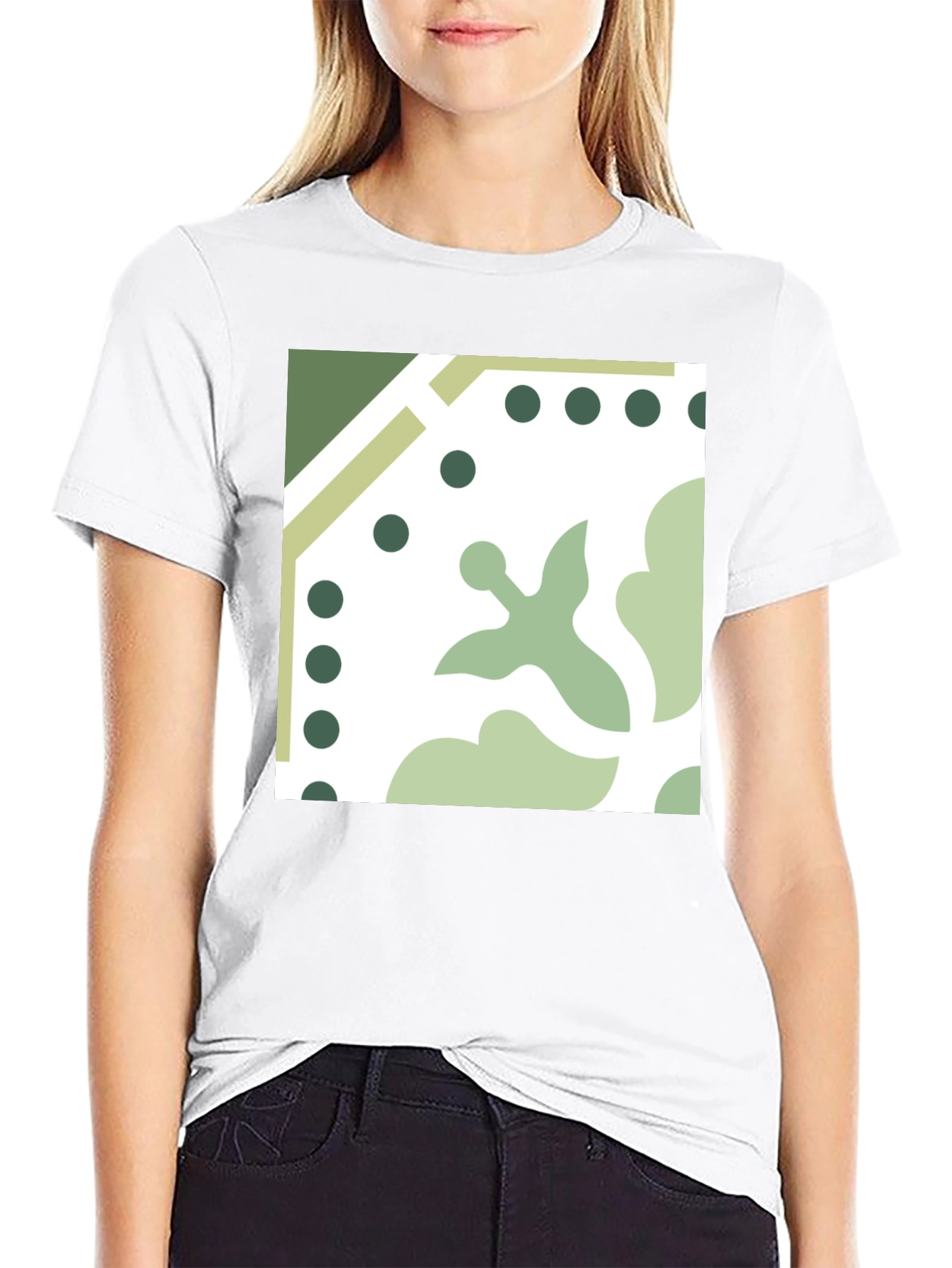 Stylish Black Tee with Geometric Tile Print