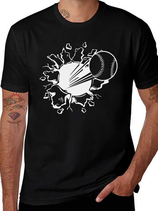 Baseball Smash Graphic Tee - Black Cotton Blend
