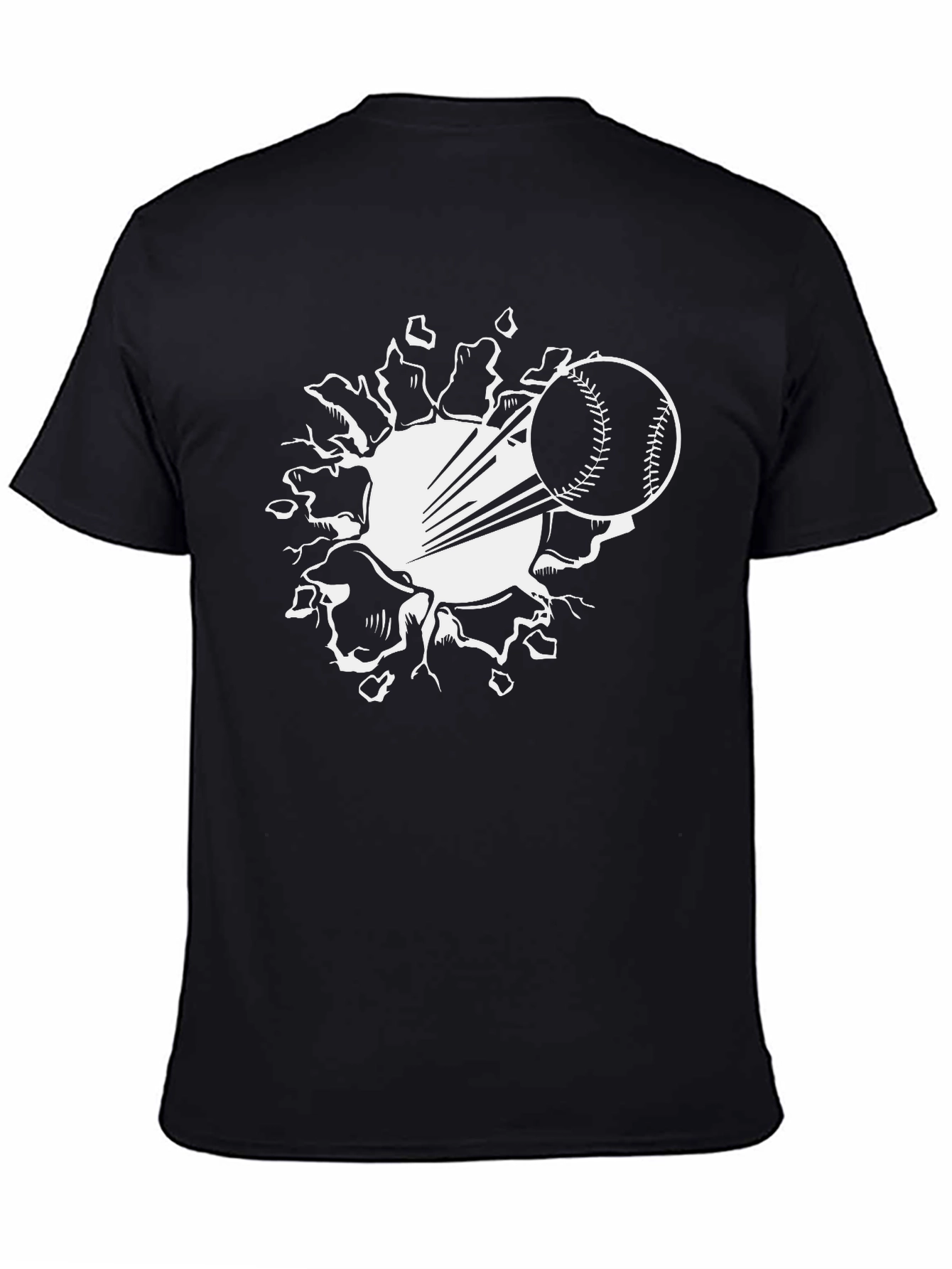 Baseball Smash Graphic Tee - Black Cotton Blend
