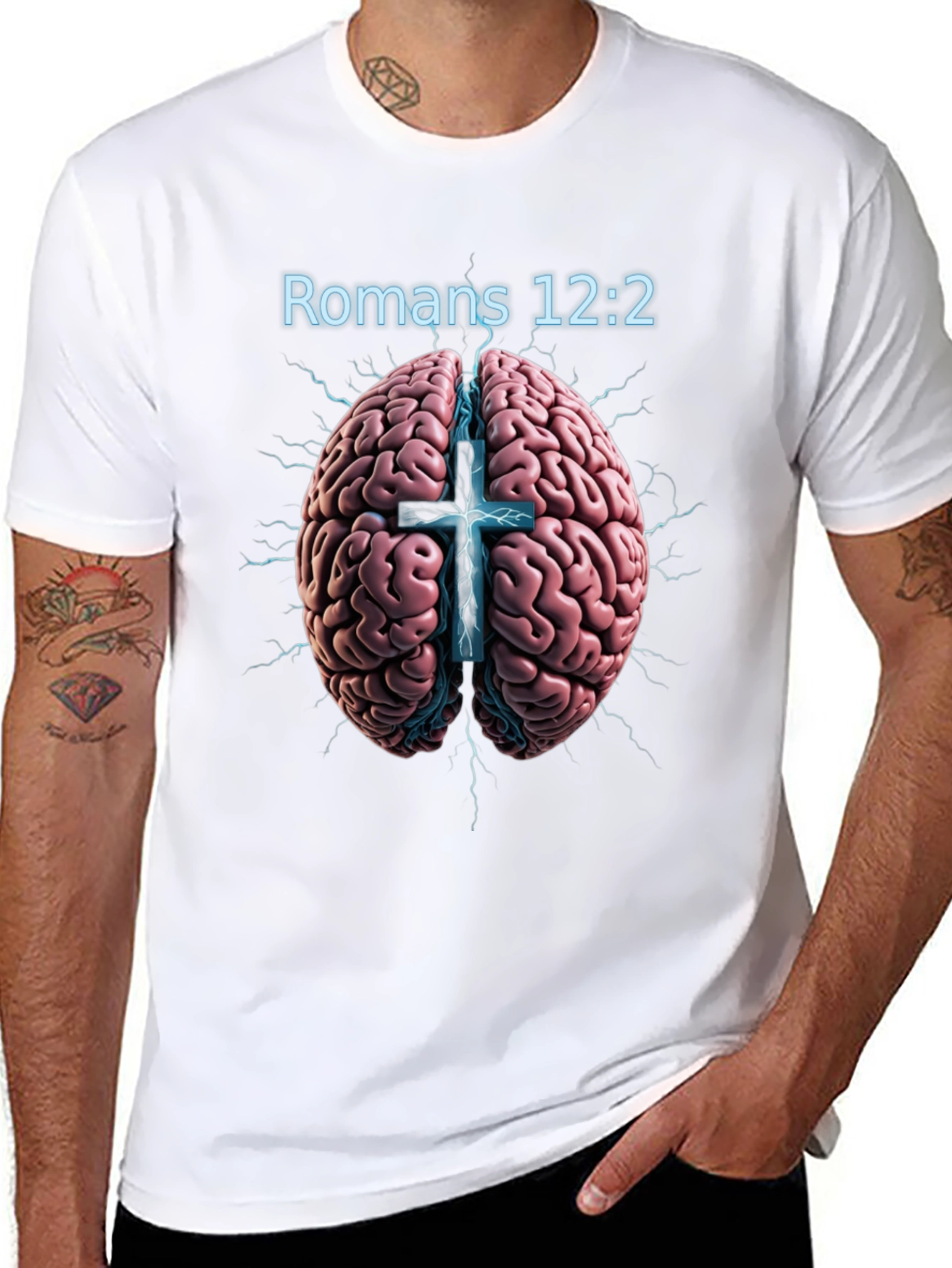 Romans 12:2 Brain & Cross Graphic T-Shirt