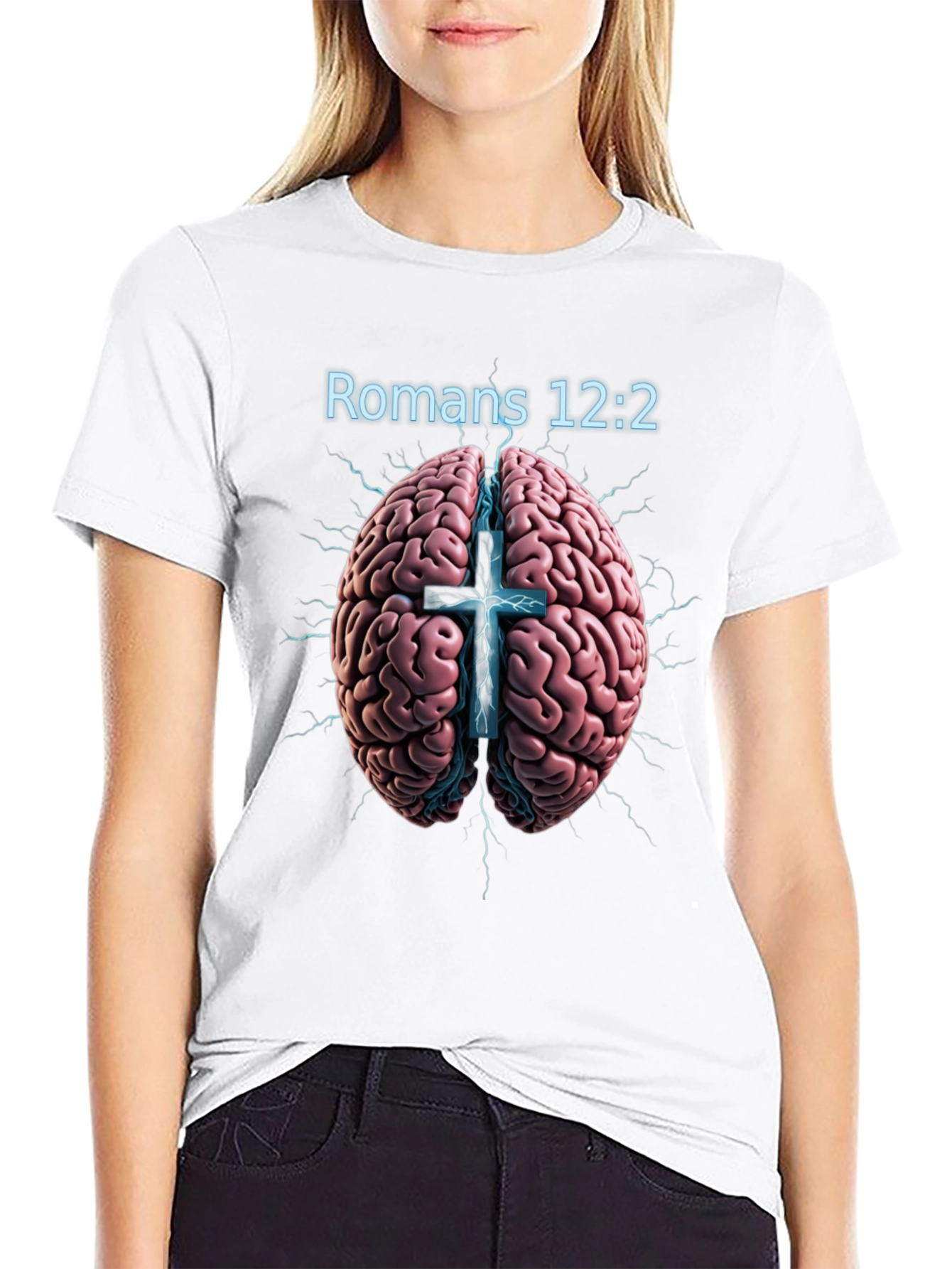 Romans 12:2 Brain & Cross Graphic T-Shirt