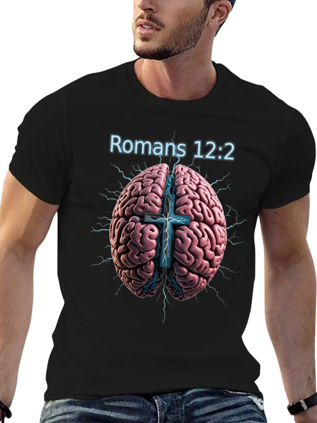 Romans 12:2 Brain & Cross Graphic T-Shirt