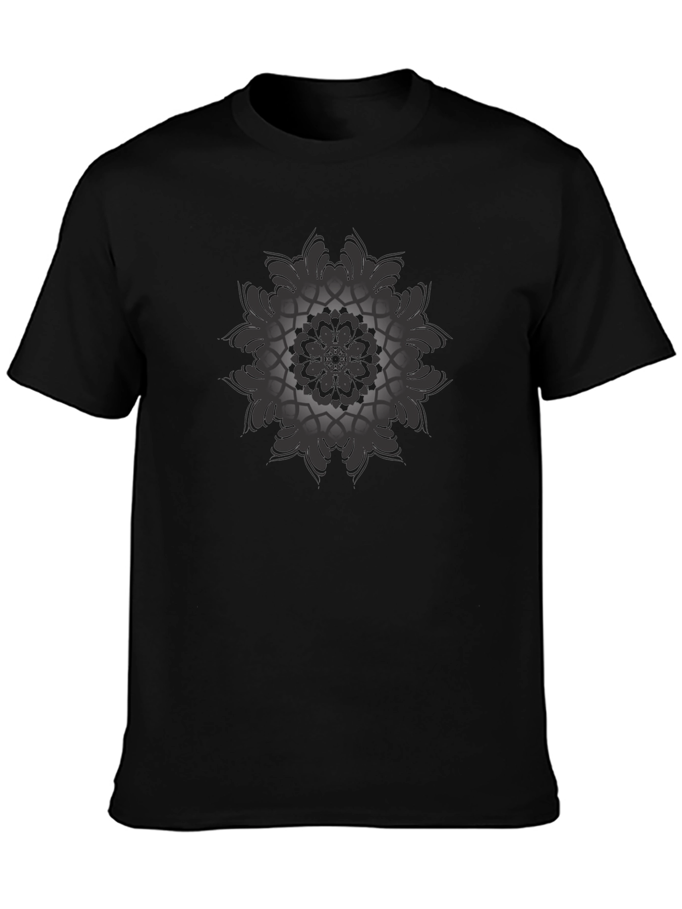 Black Mandala Graphic Print Mens T-Shirt